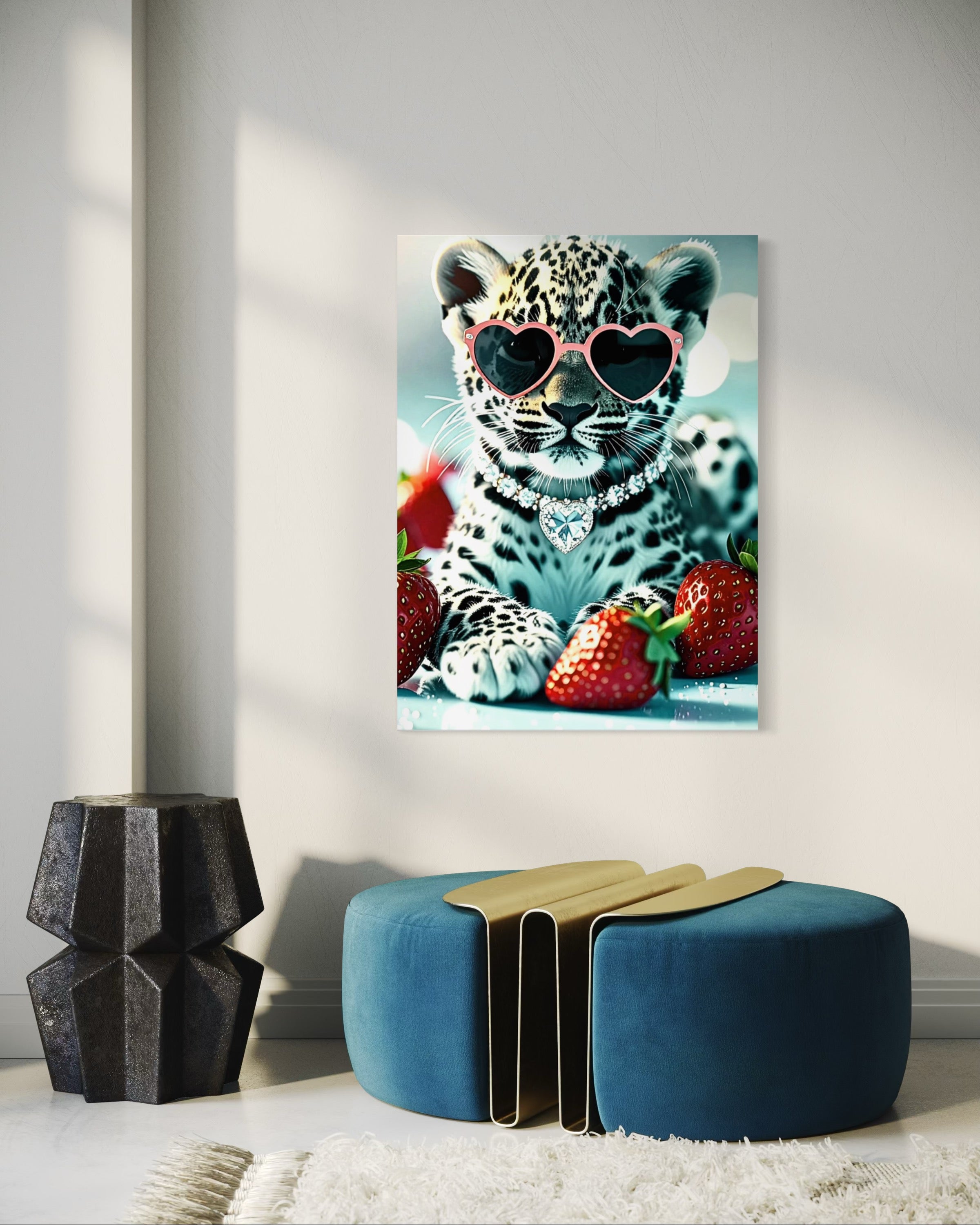 Leopard Cub with Diamond Necklace & Heart Sunglasses