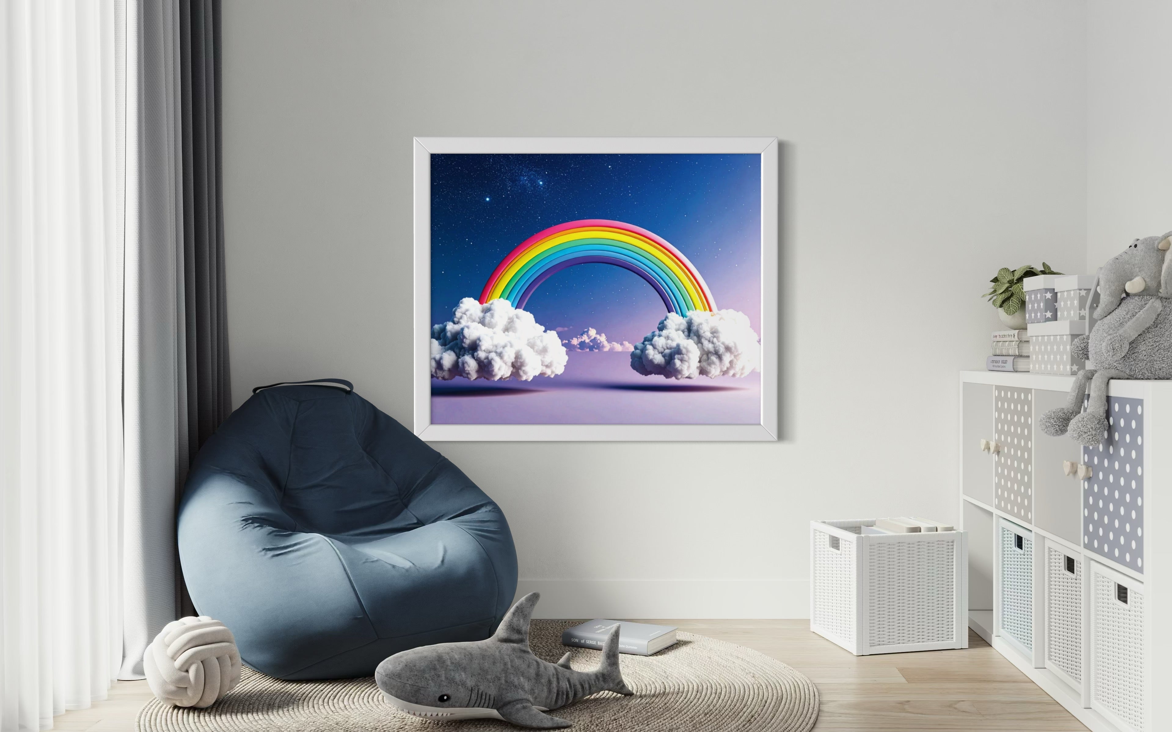 Floating Rainbow with Clouds Museum Print
