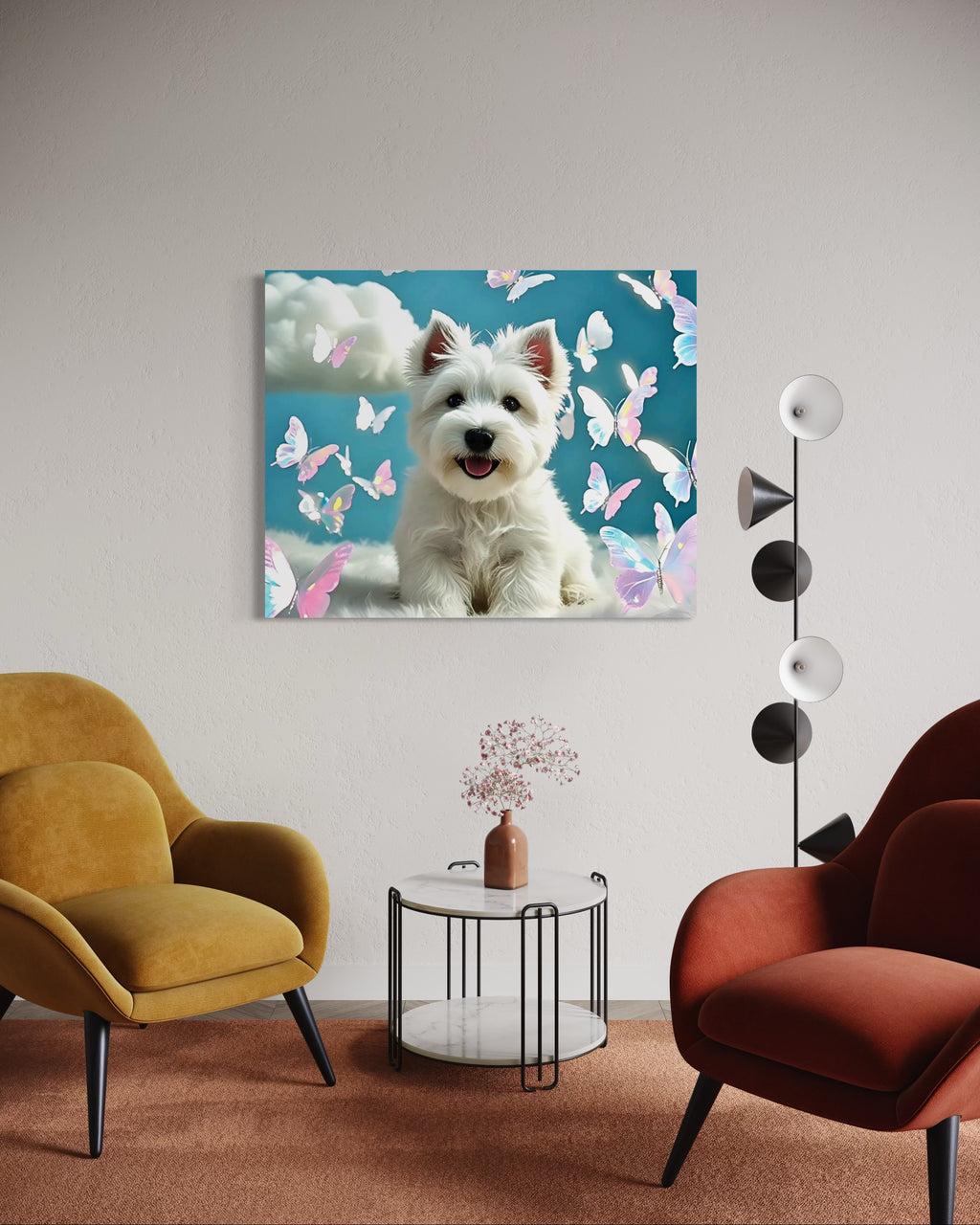 Westie Puppy with Holographic Butterflies