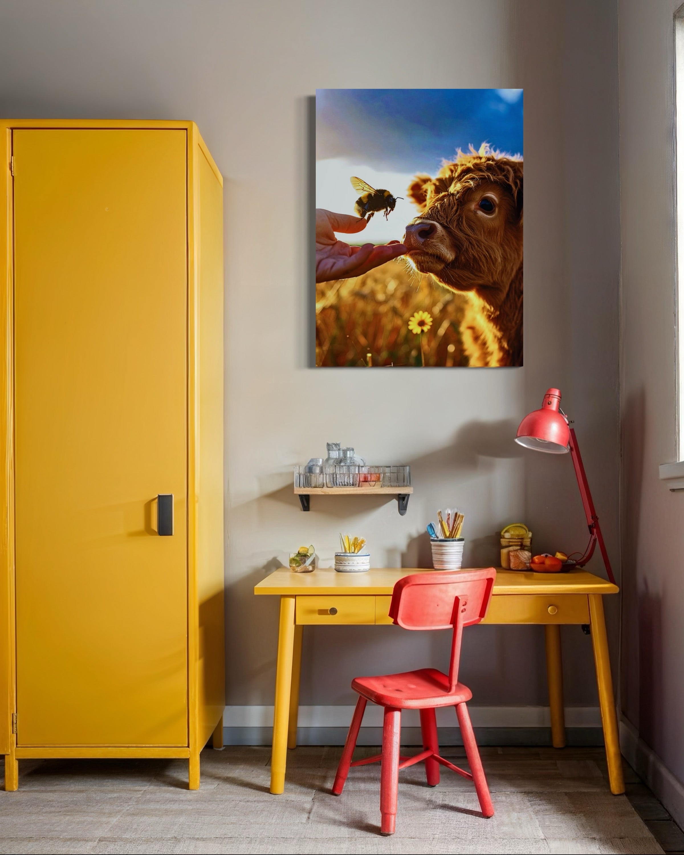 Bumble Bee and Curious Baby Cow