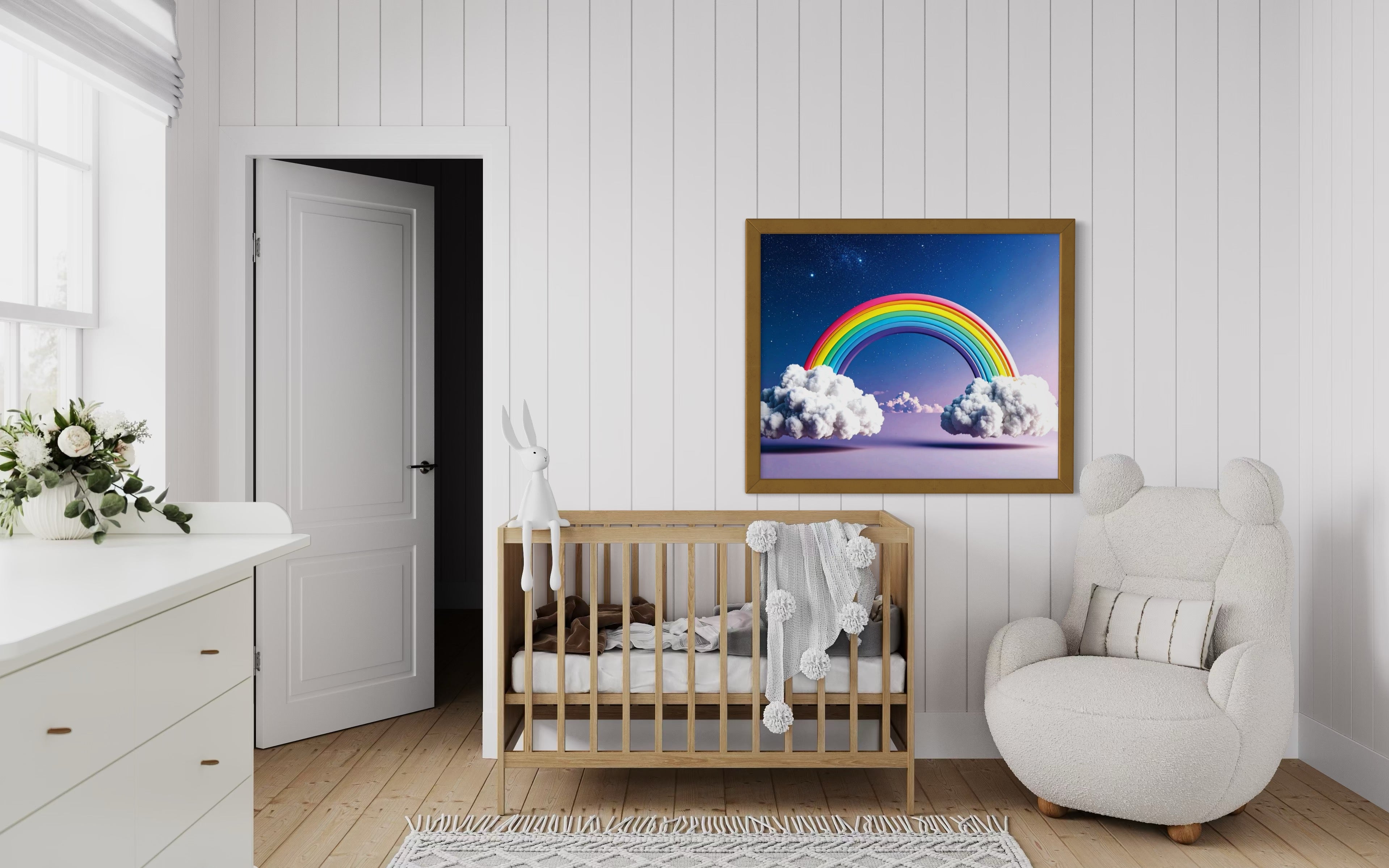 Floating Rainbow with Clouds Museum Print