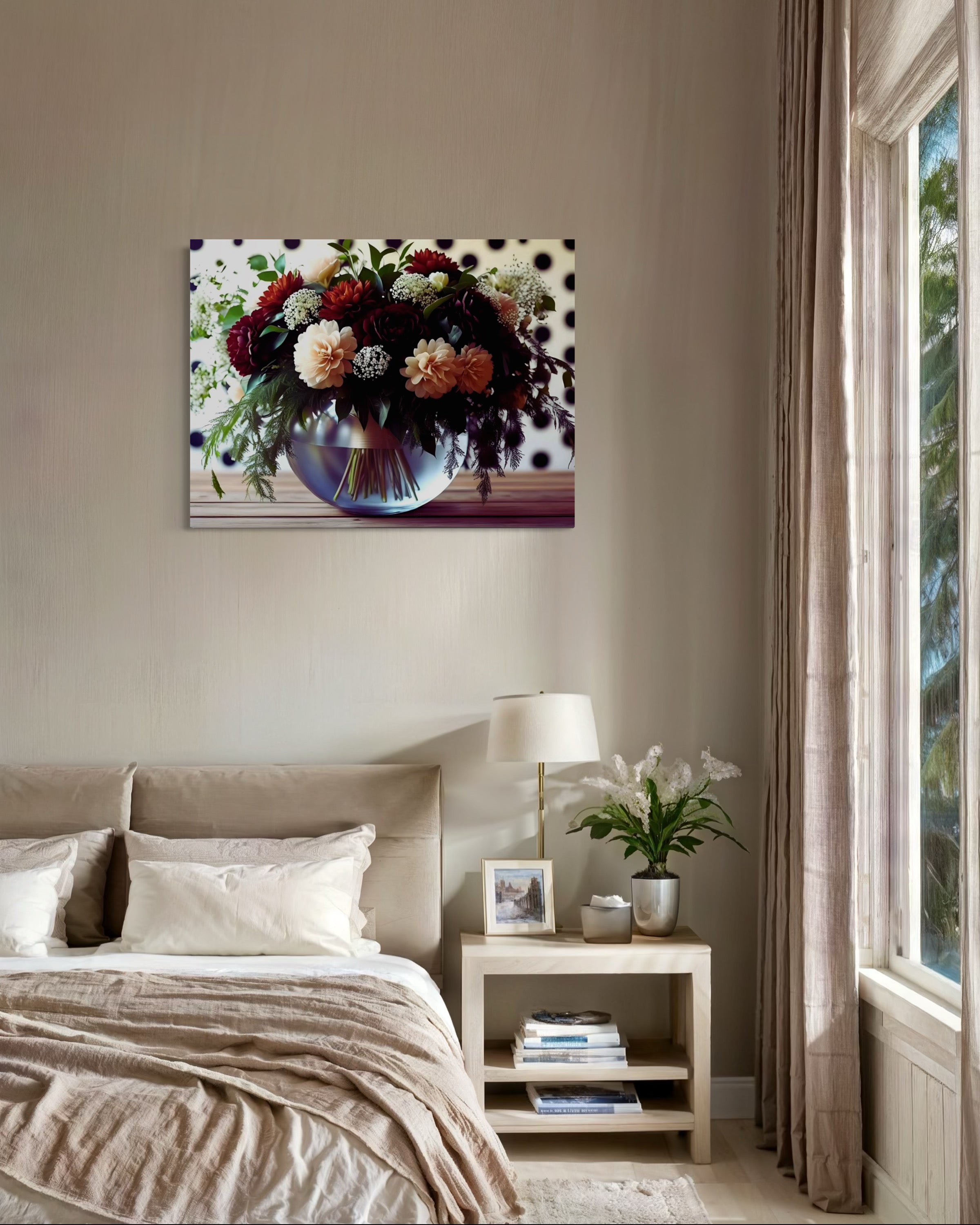 Fall Floral Design on Polka Dots