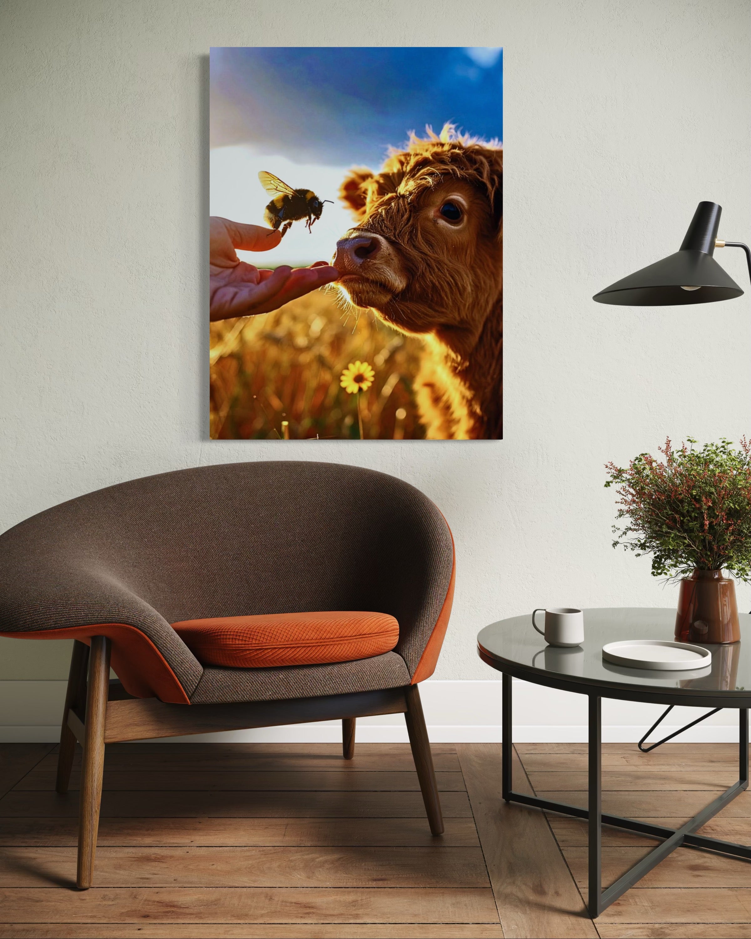 Bumble Bee and Curious Baby Cow
