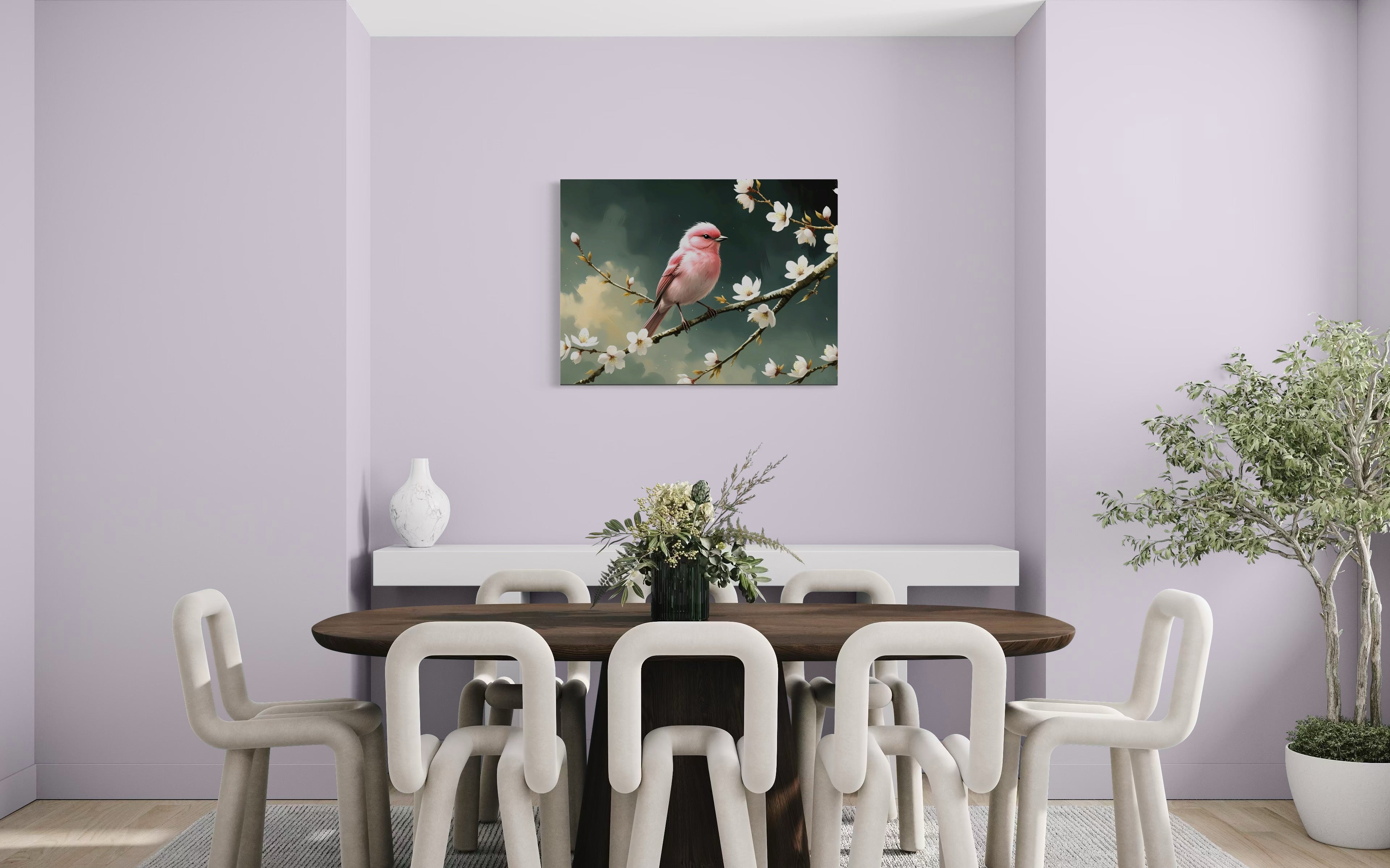 Bubblegum Bird with Blossoms Museum Print