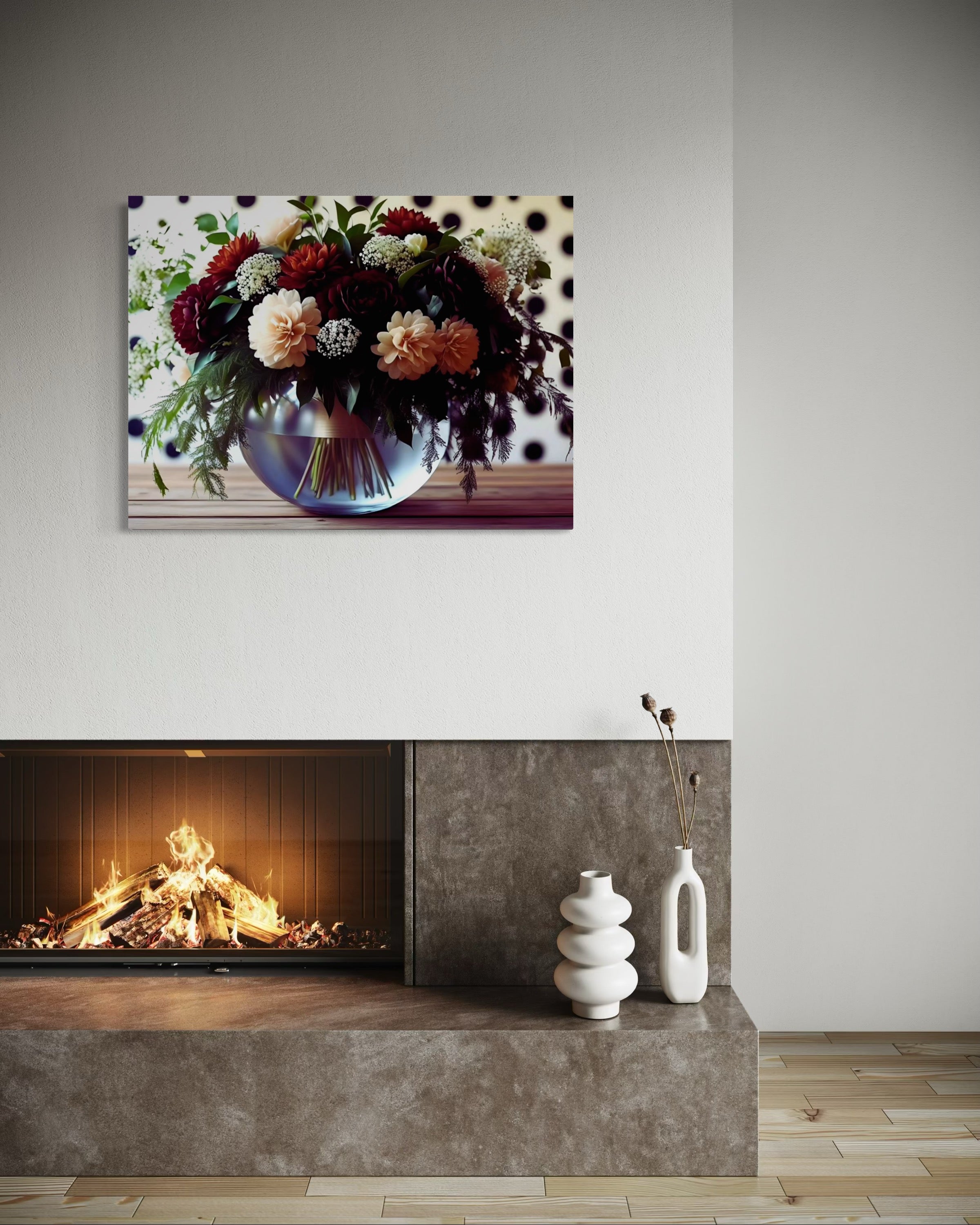 Fall Floral Design on Polka Dots