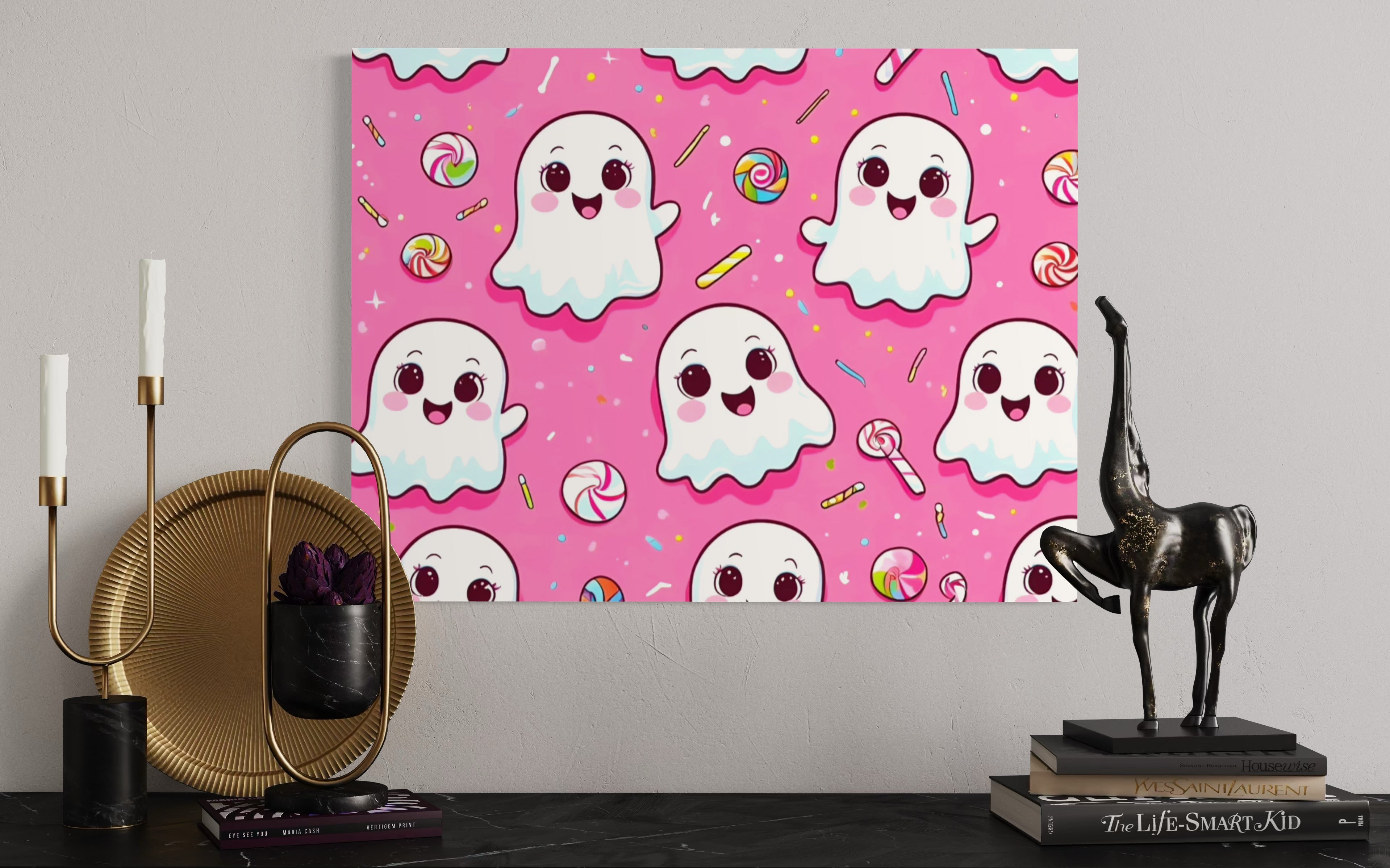 Ghost and Candy Pattern on Pink