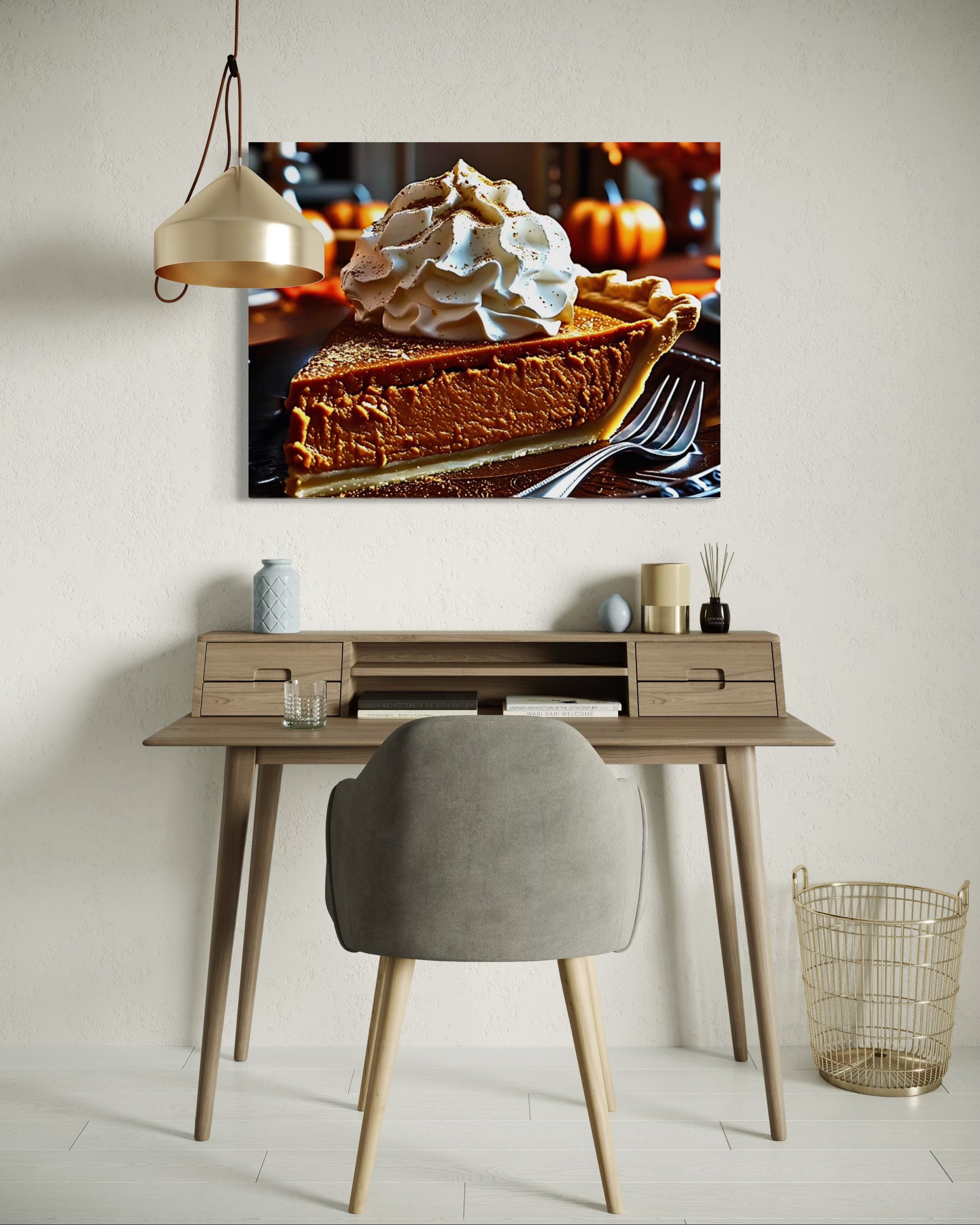 Pumpkin Pie Slice topped with Whipped Cream and Nutmeg