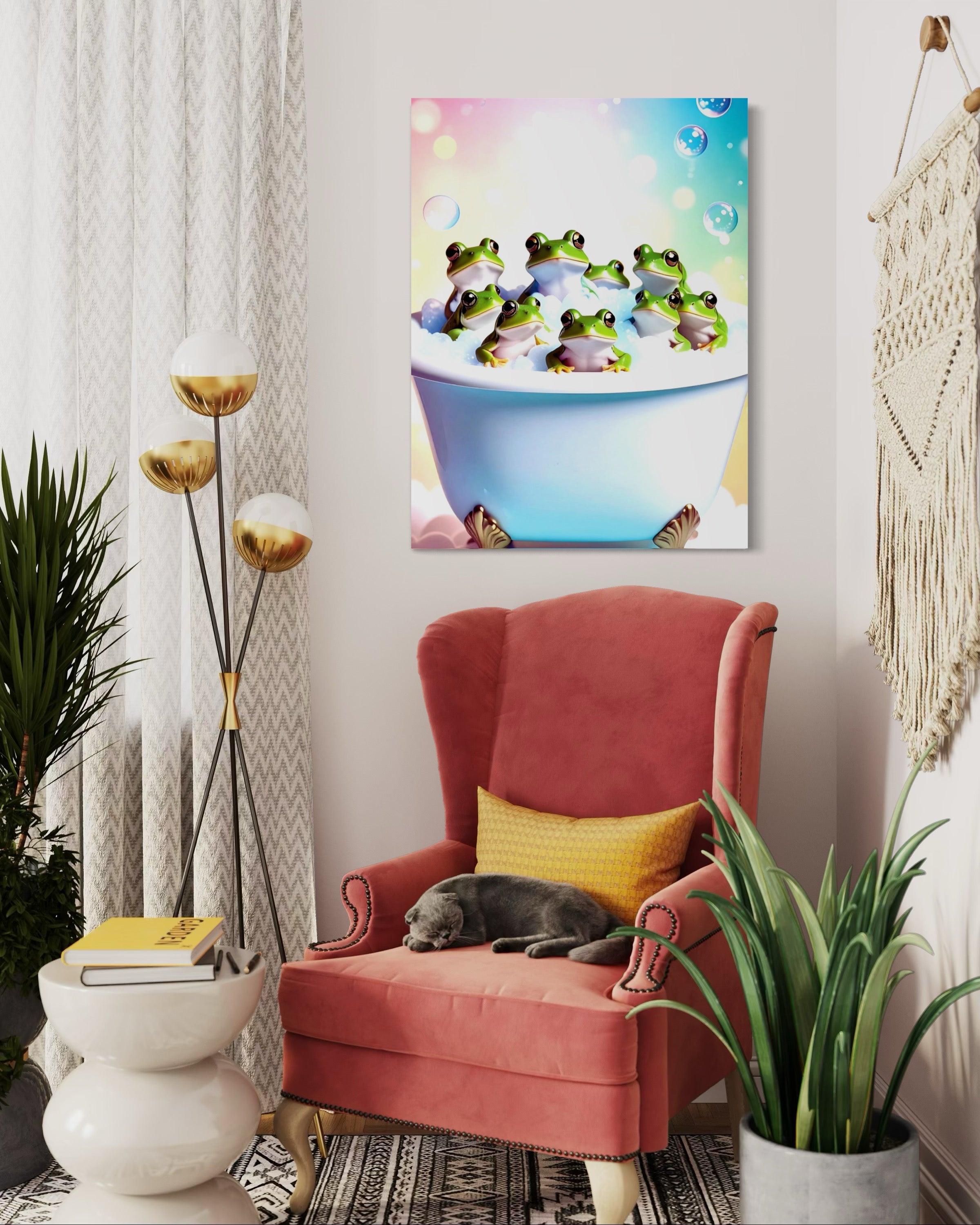 Froggy Bubble Bath Museum Print
