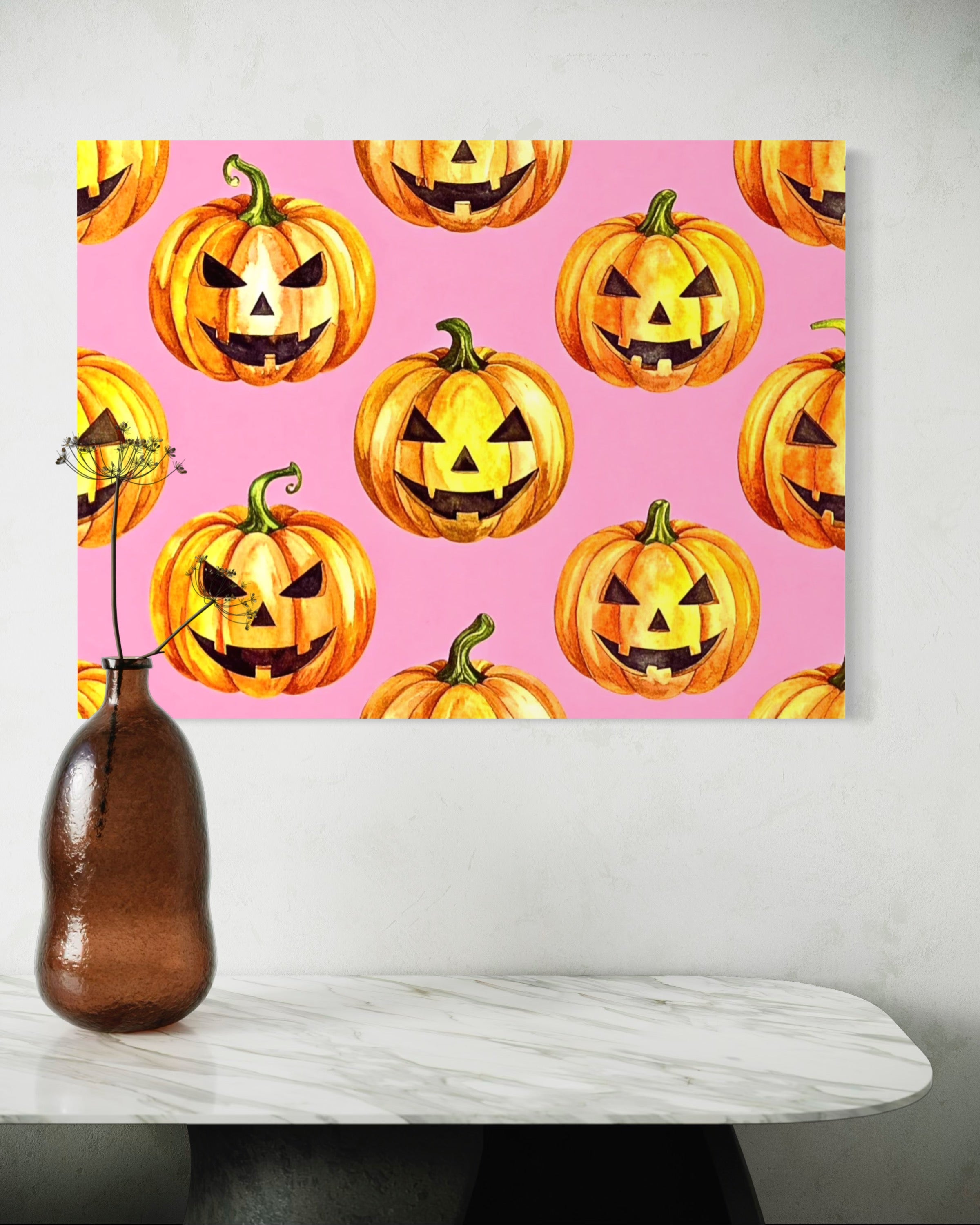 Jack O Lantern Pattern on Pink