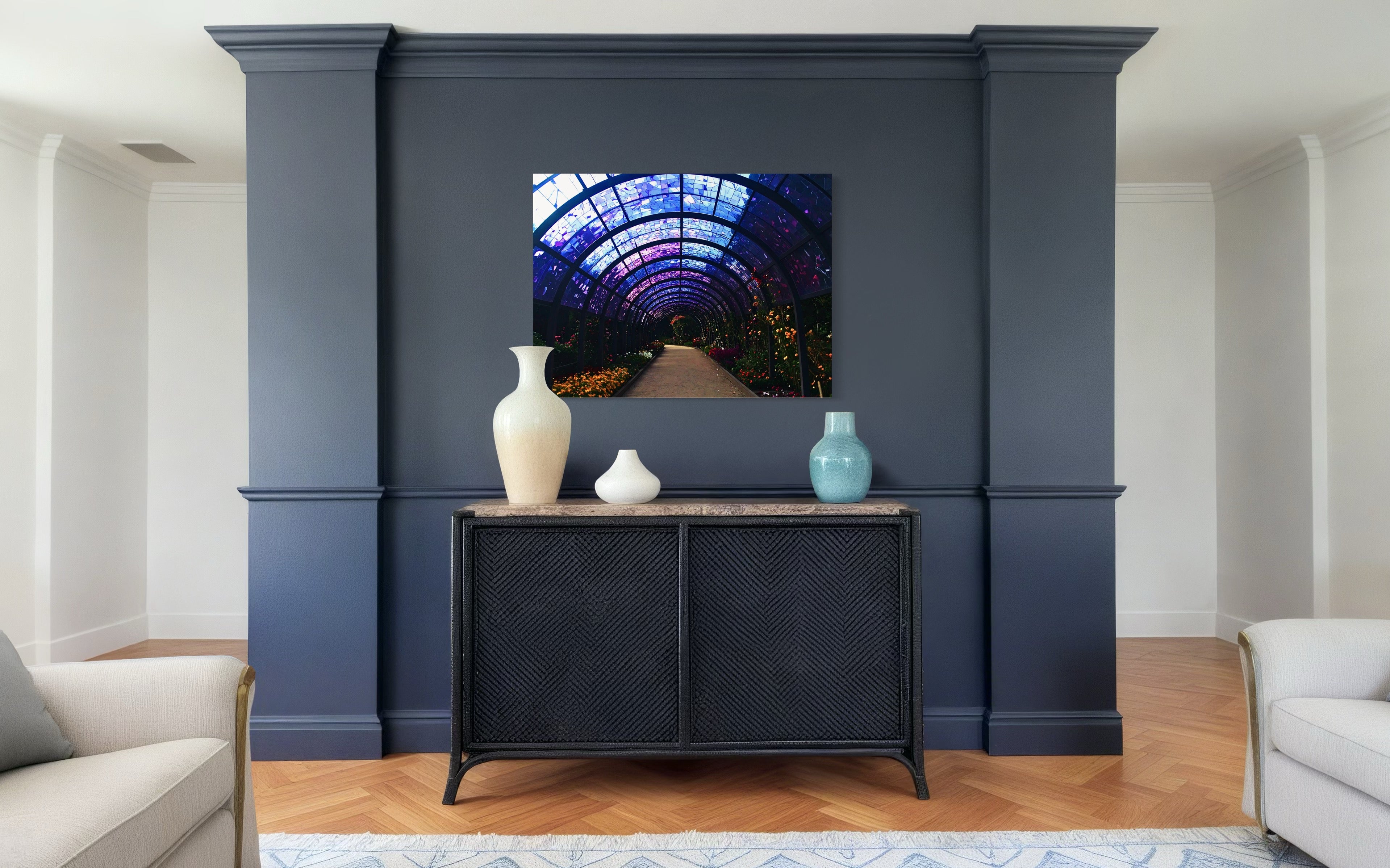 Fall Botanical Garden with Mosaic Stain Glass Ceiling Museum Print