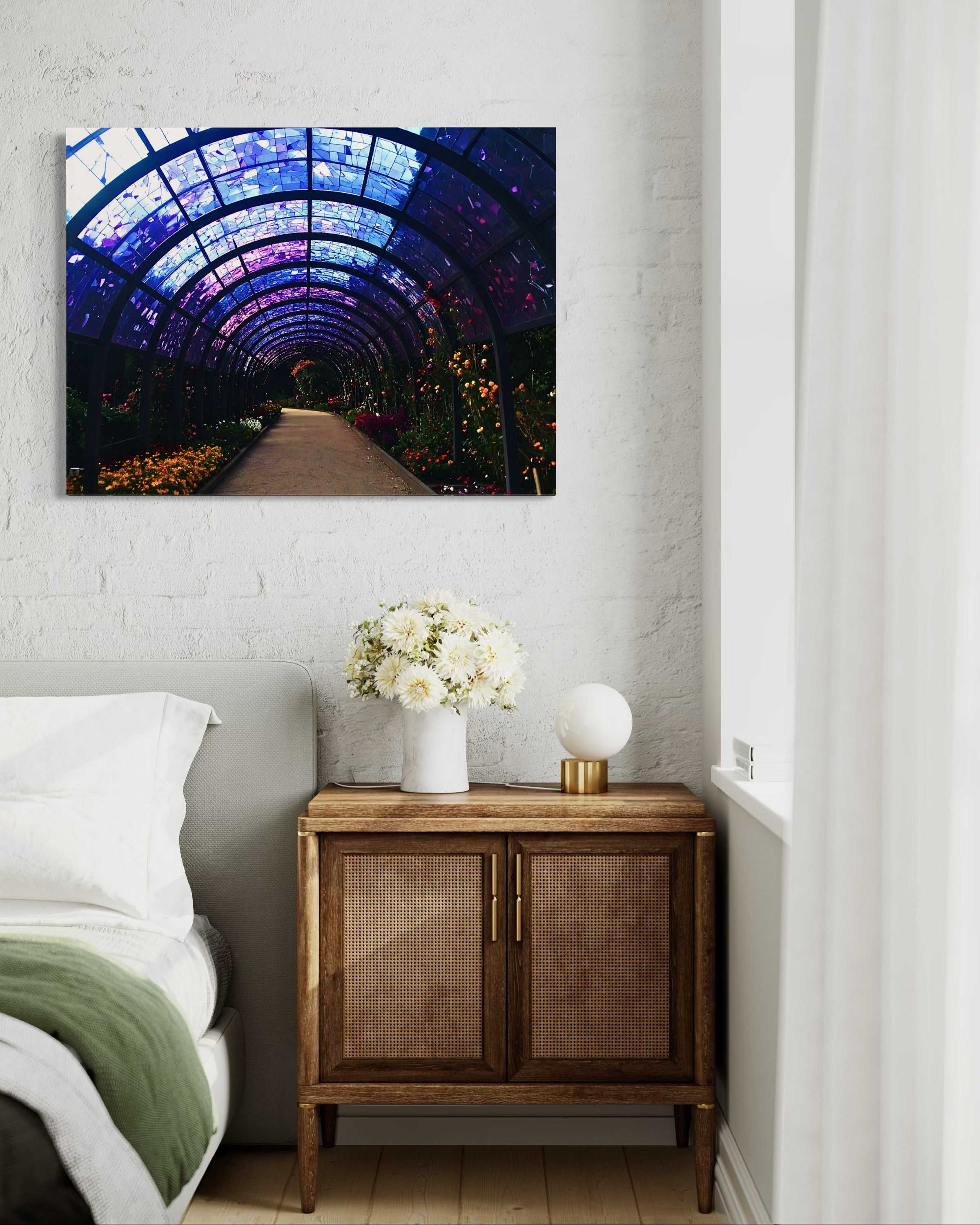 Fall Botanical Garden with Mosaic Stain Glass Ceiling Museum Print