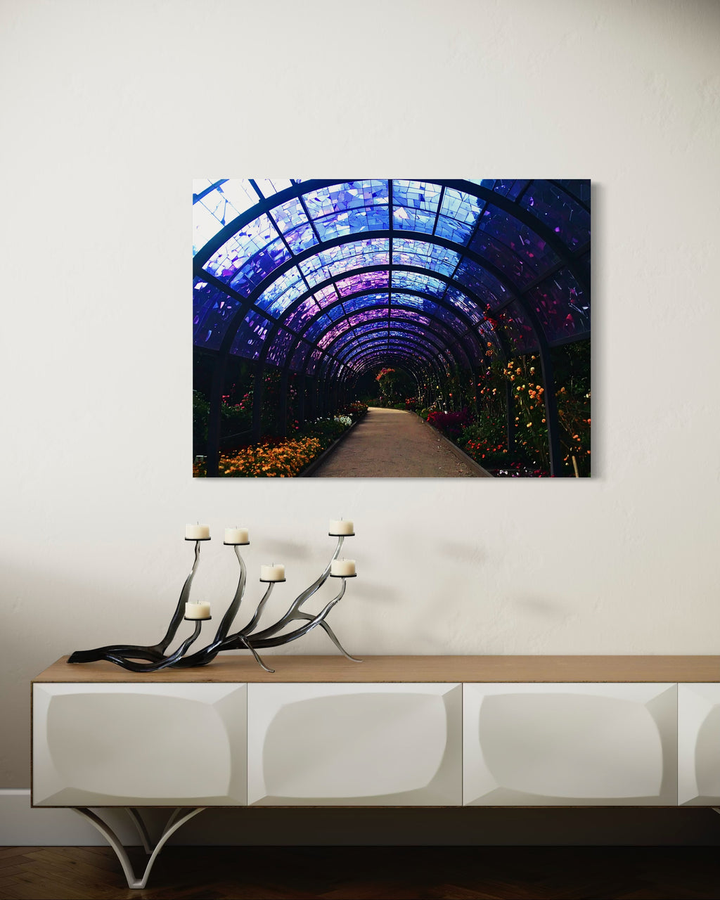 Fall Botanical Garden with Mosaic Stain Glass Ceiling Museum Print