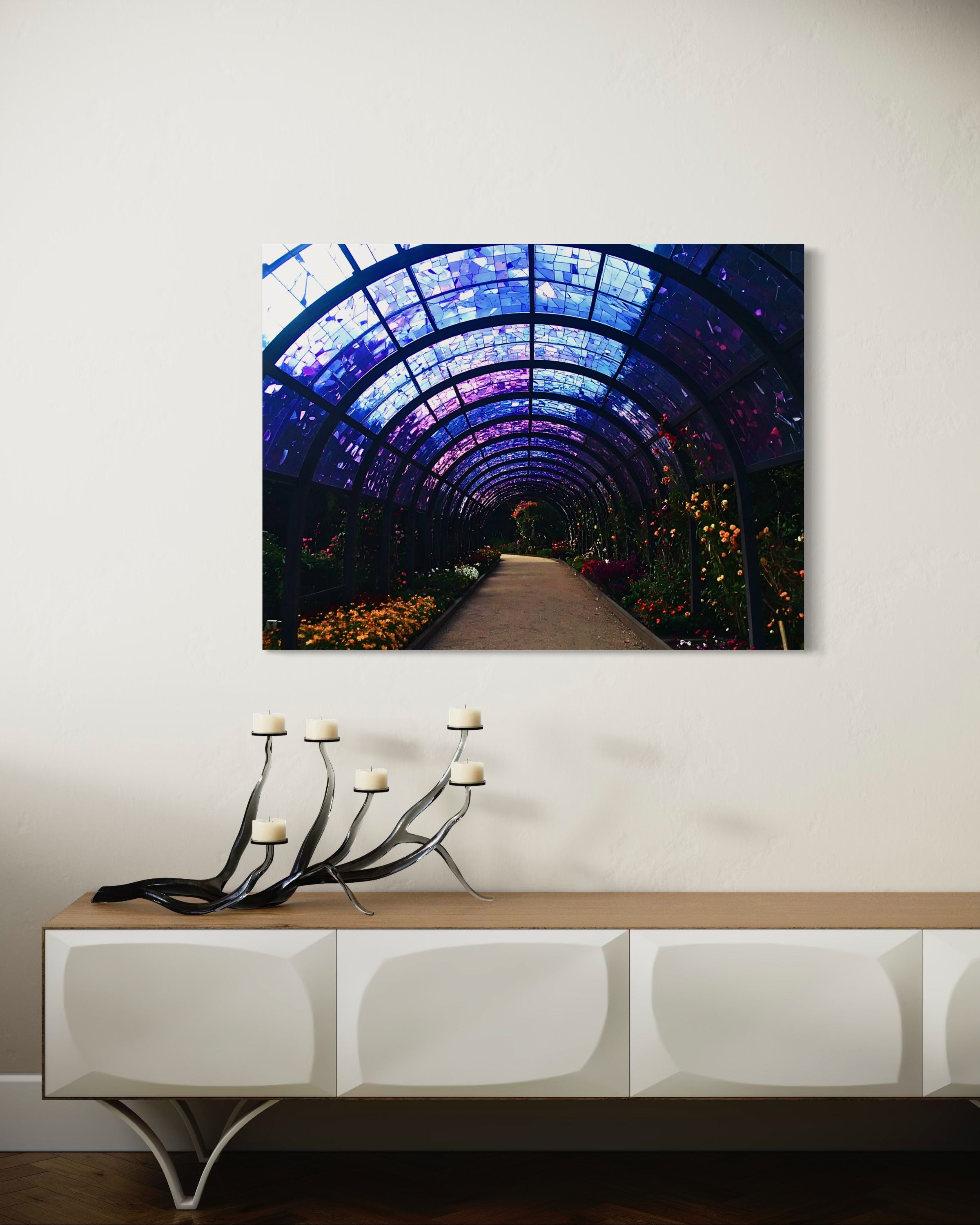 Fall Botanical Garden with Mosaic Stain Glass Ceiling Museum Print