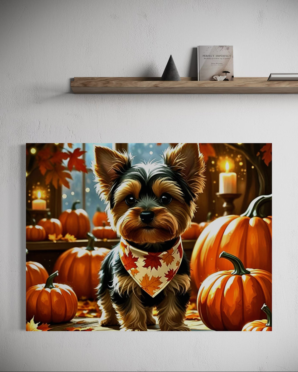 Yorkie cozy in the Fall