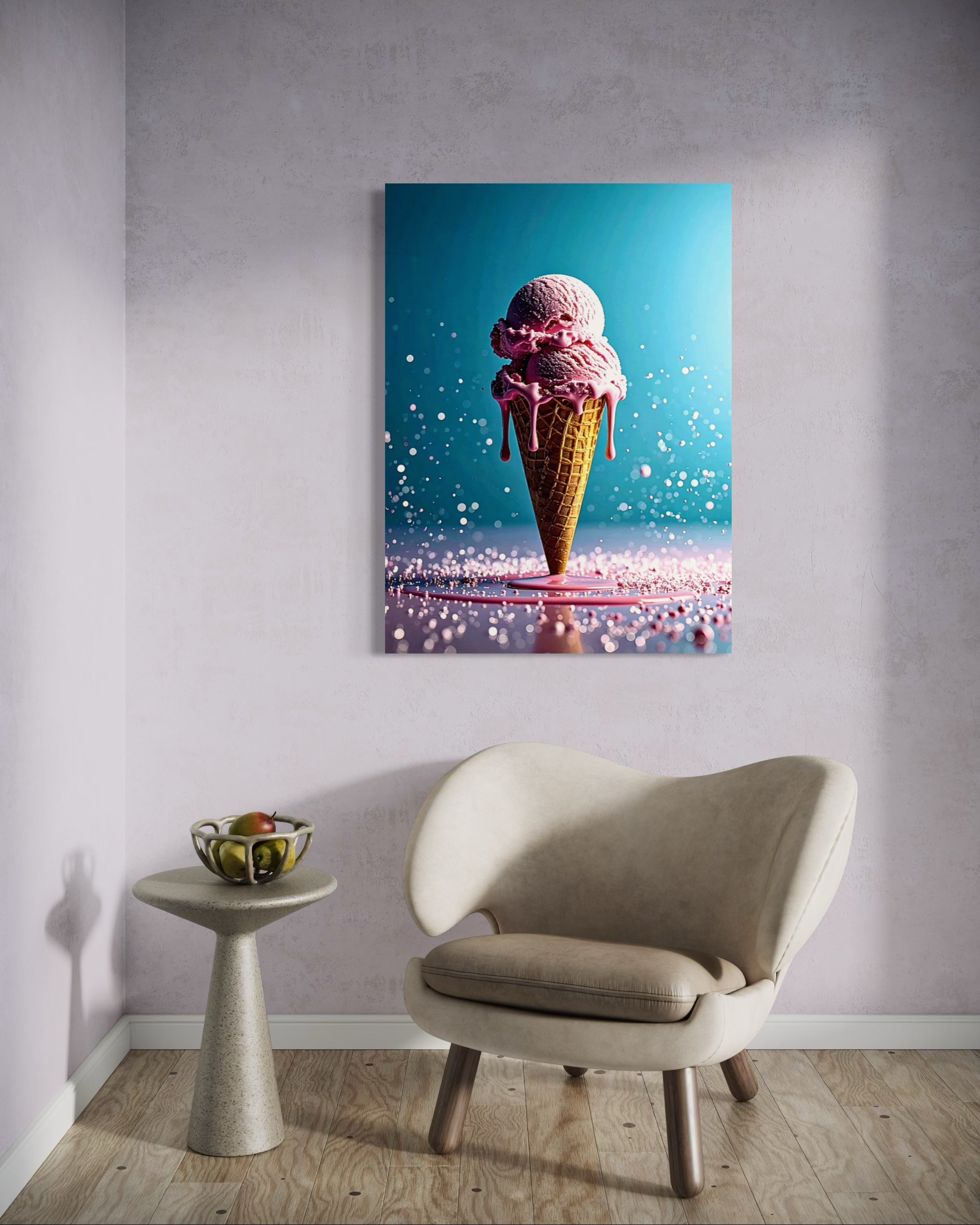 Strawberry Ice Cream Double Scoop Museum Print