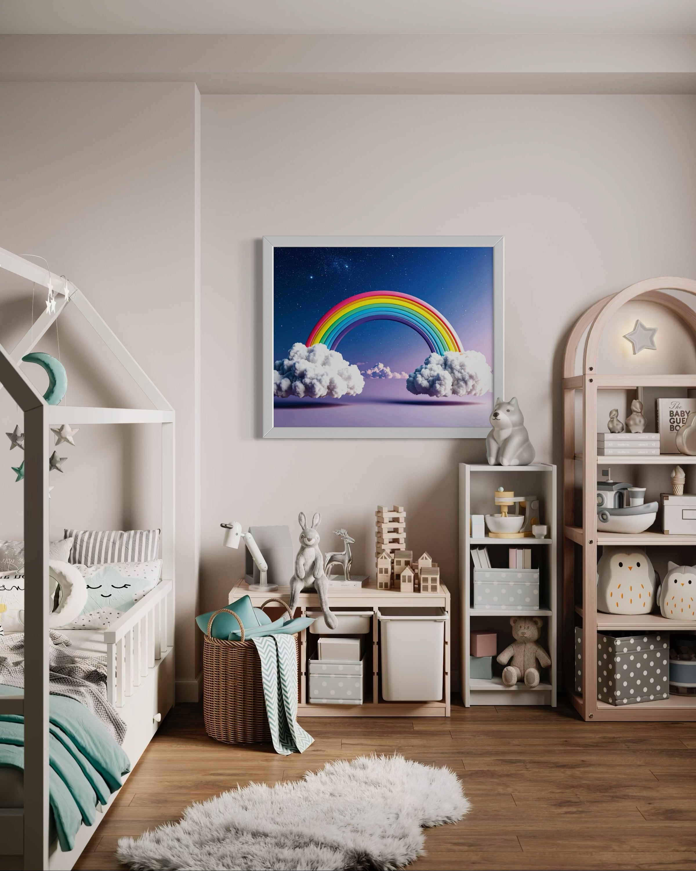 Floating Rainbow with Clouds Museum Print