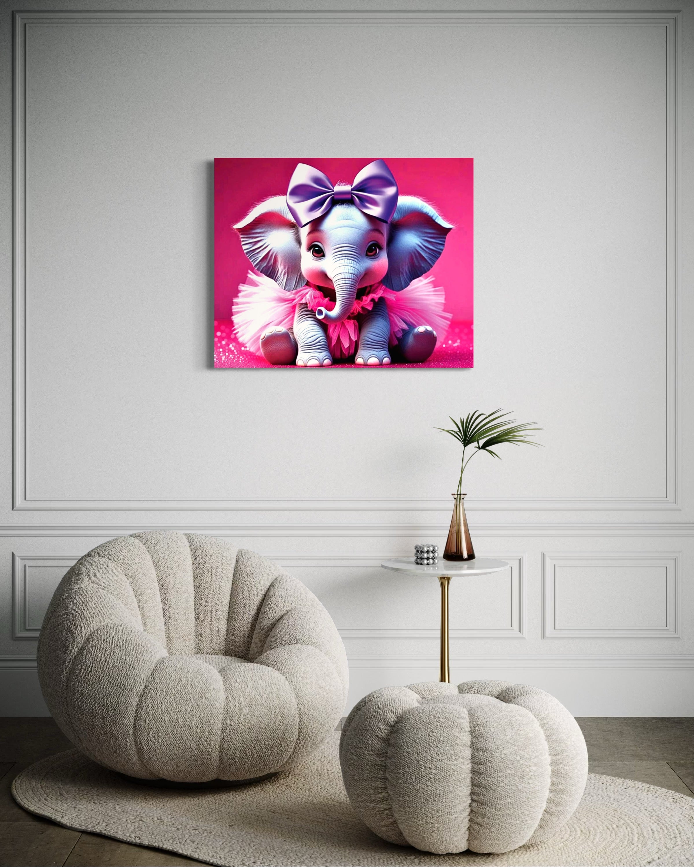 Baby Girl Elephant with a tutu and Bow Museum Print