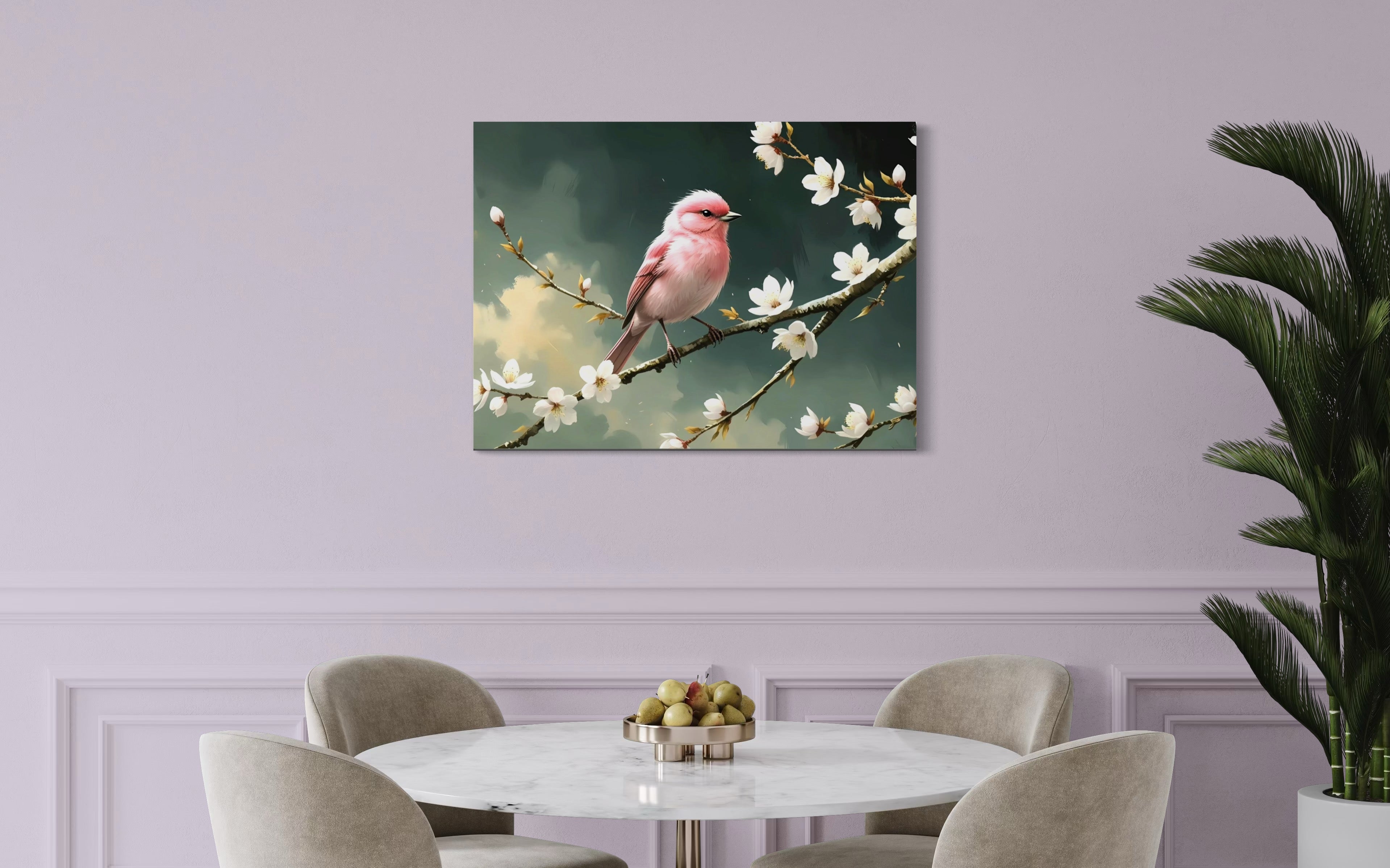 Bubblegum Bird with Blossoms Museum Print