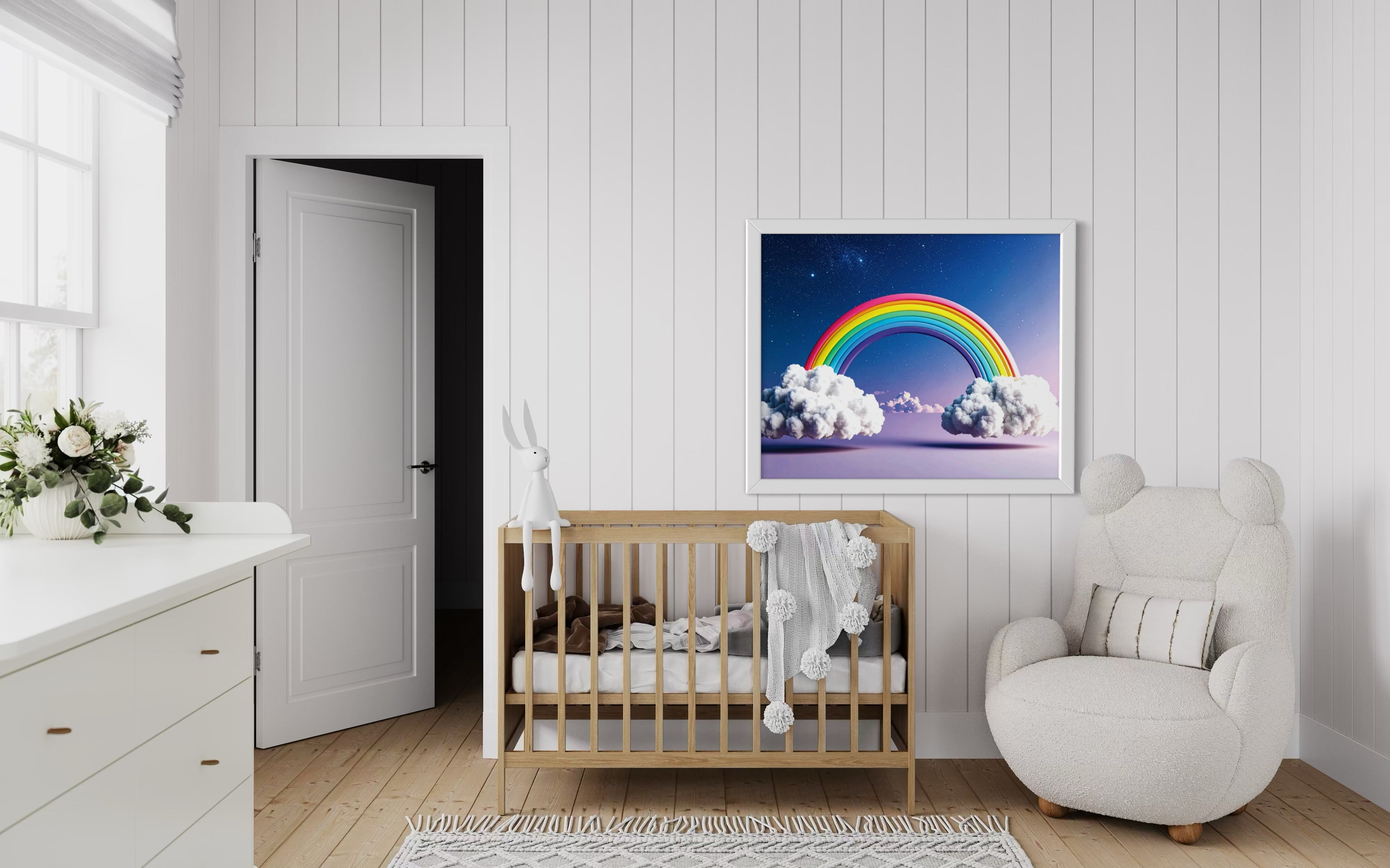 Floating Rainbow with Clouds Museum Print