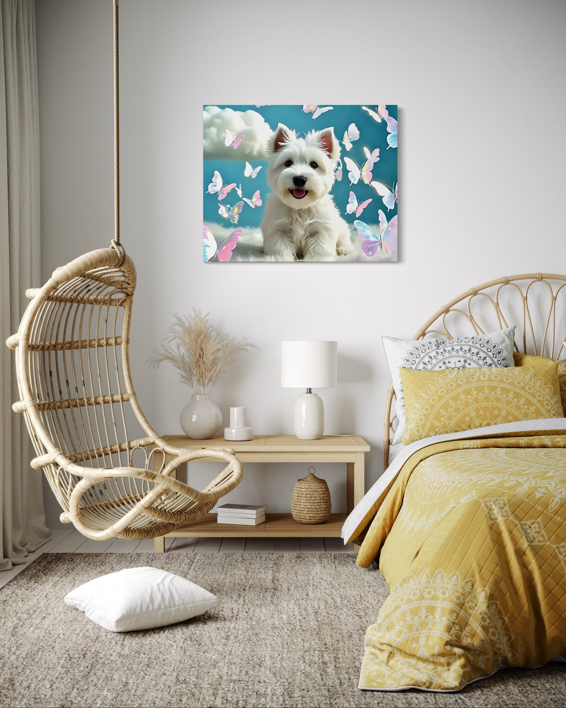 Westie Puppy with Holographic Butterflies
