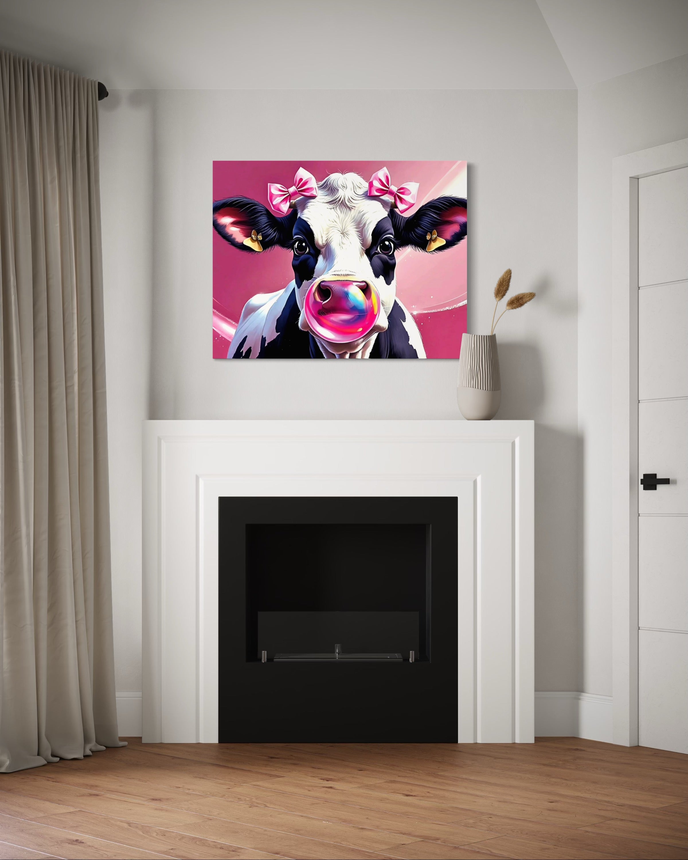 Bubblegum Cow with Bows Museum Print