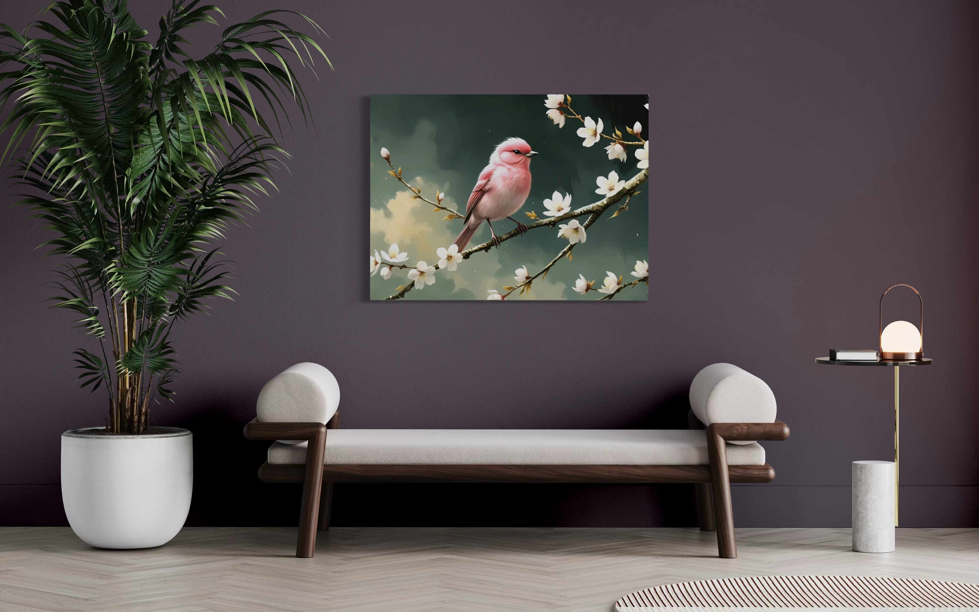 Bubblegum Bird with Blossoms Museum Print