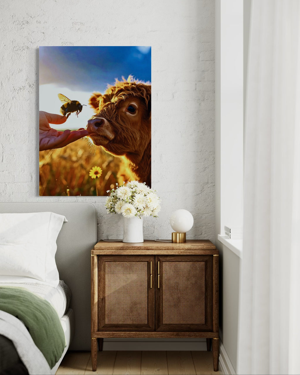 Bumble Bee and Curious Baby Cow