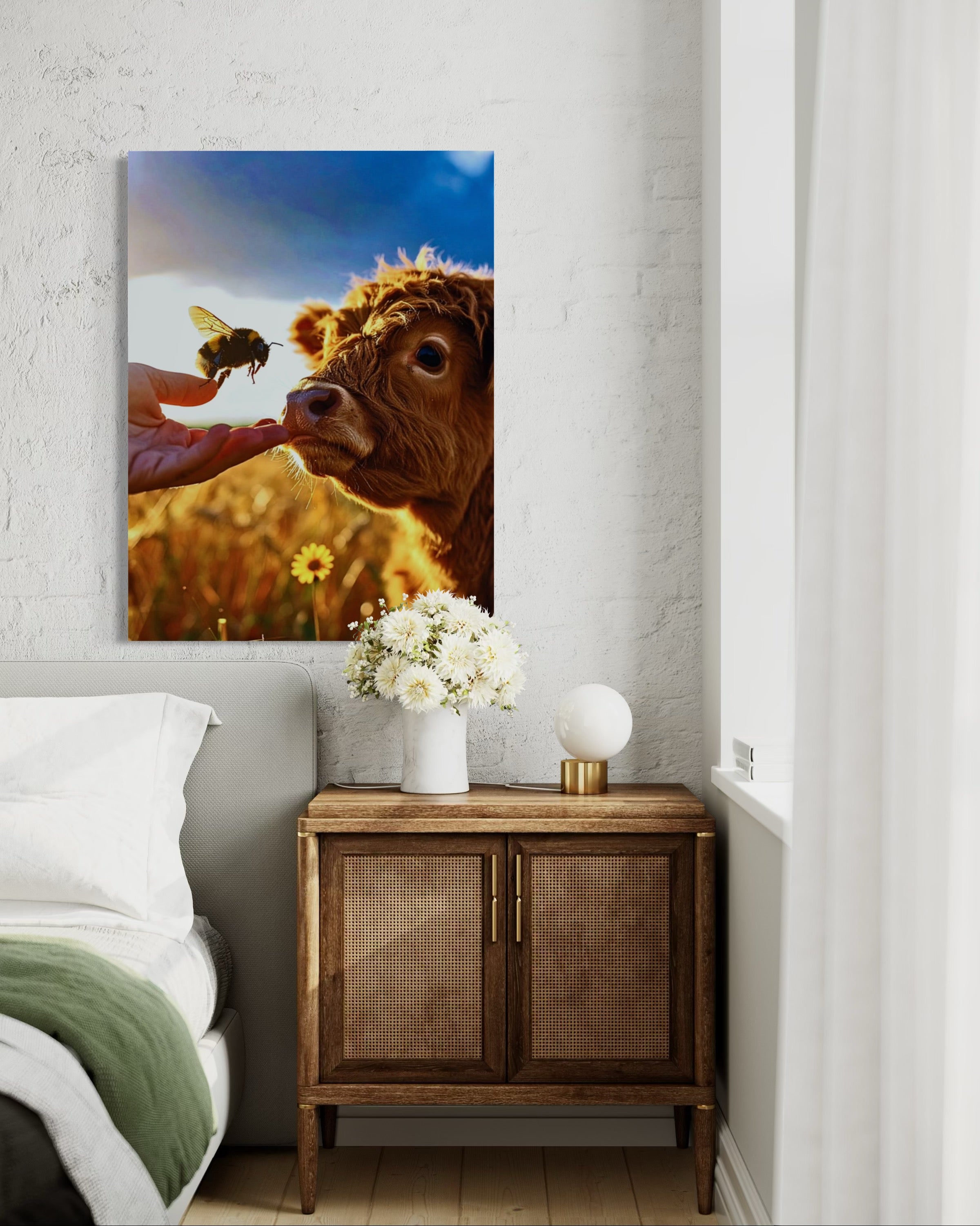 Bumble Bee and Curious Baby Cow