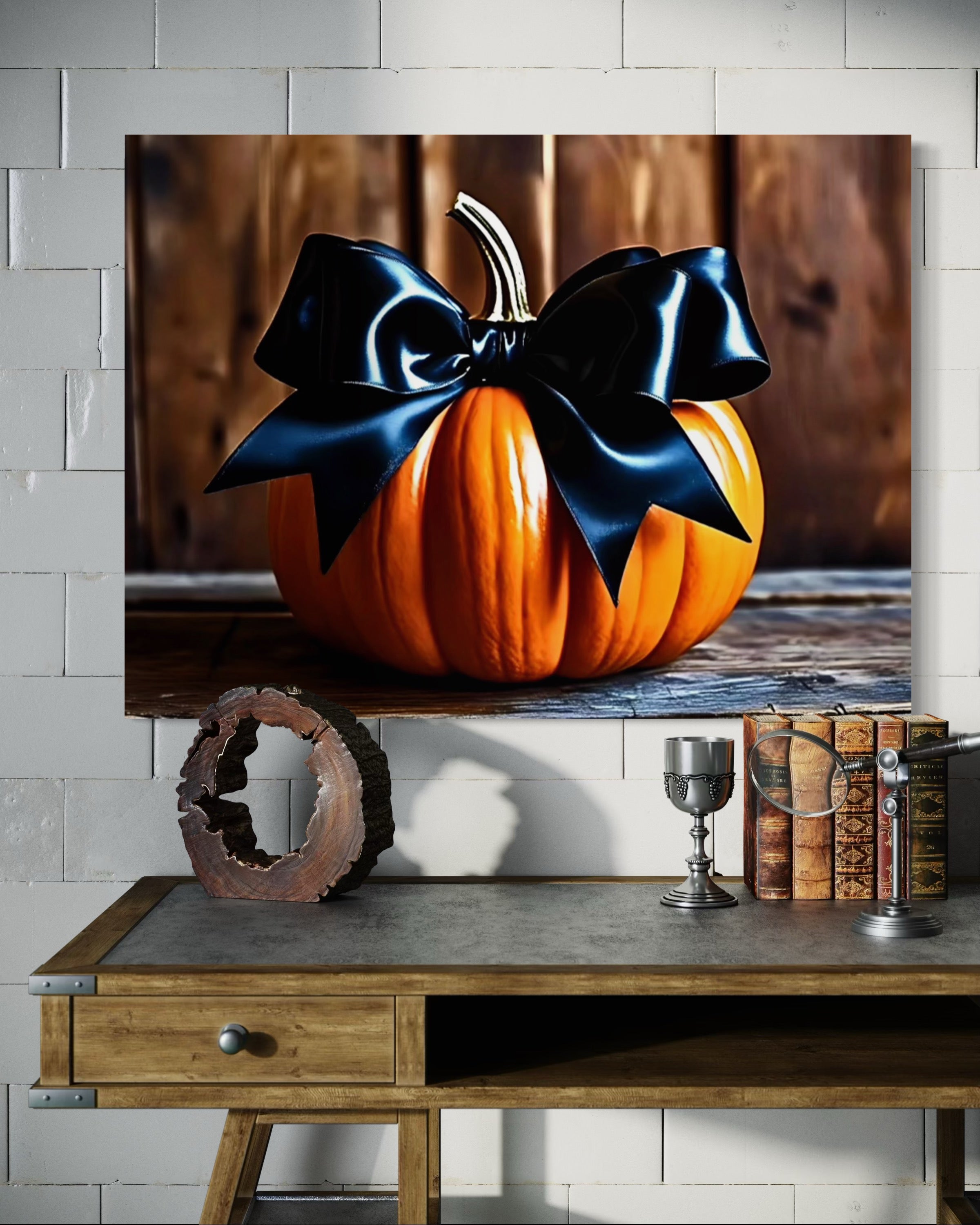 Pumpkin with Black Satin Bow