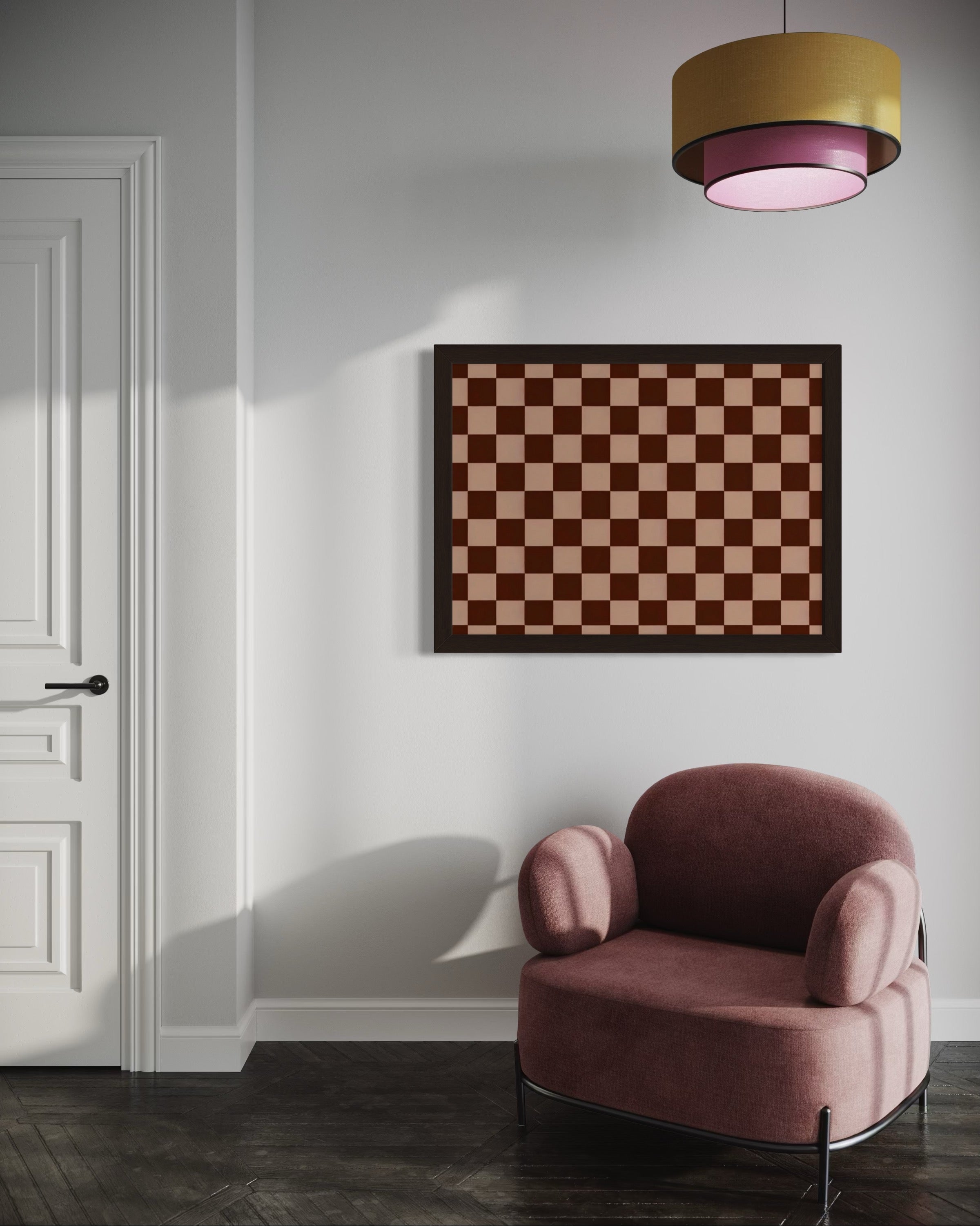 Light and Dark Brown Checkered Pattern Museum Print