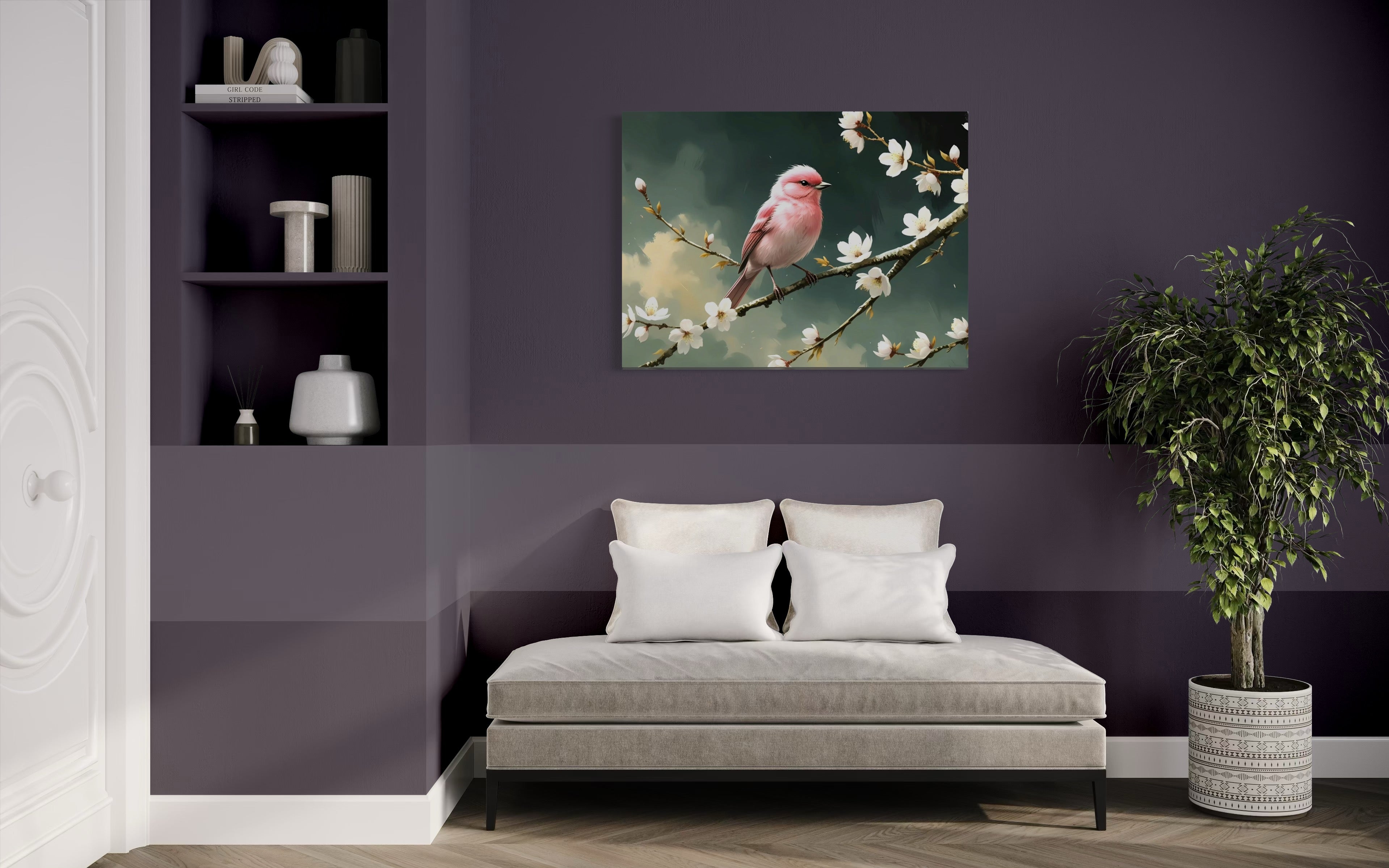 Bubblegum Bird with Blossoms Museum Print