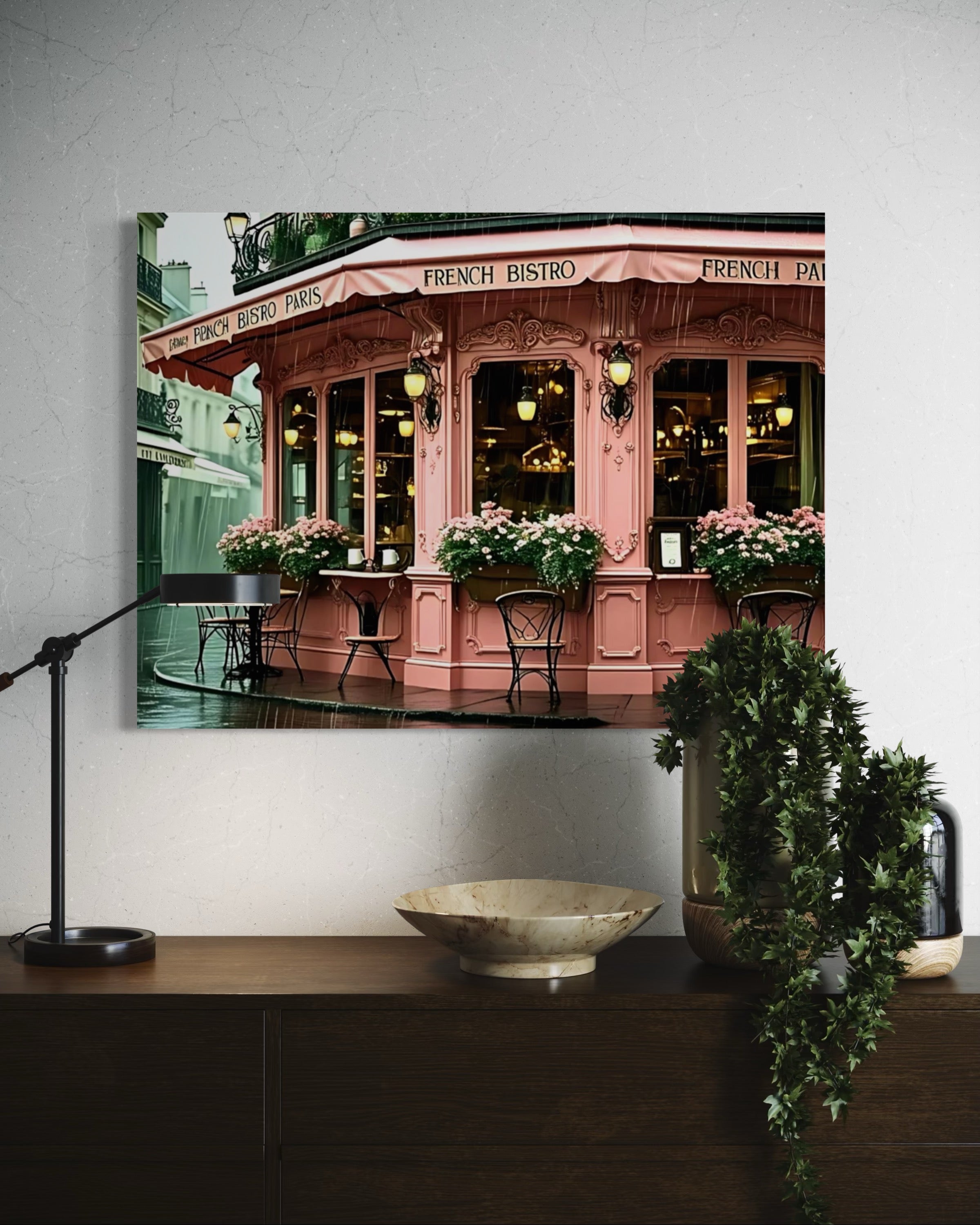 Pink Bistro in the Rain