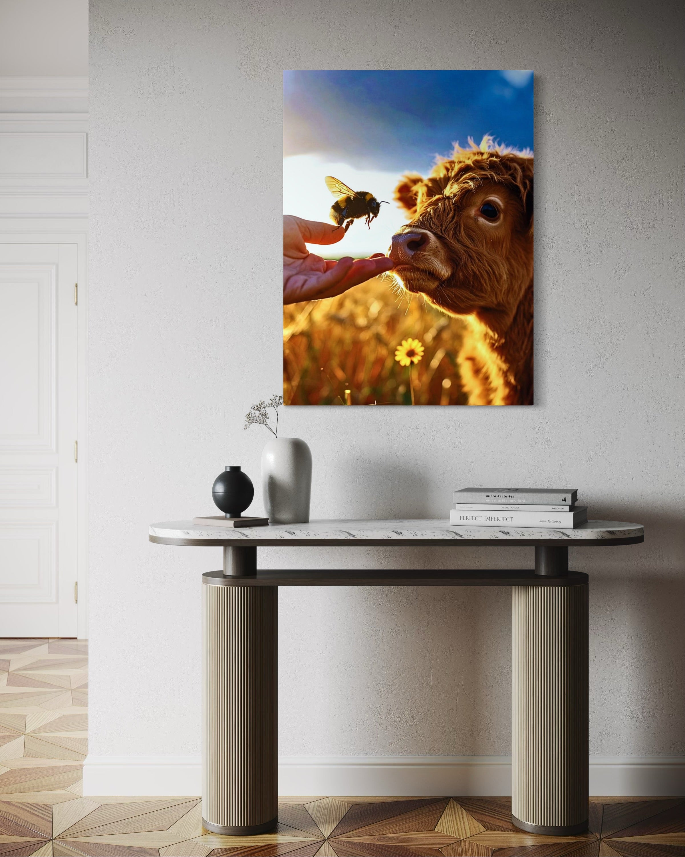 Bumble Bee and Curious Baby Cow