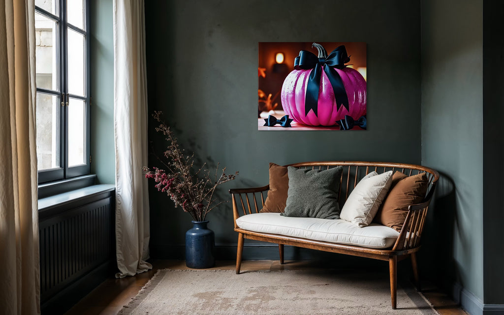 Hot Pink Pumpkin with Black Satin Bow Museum Print