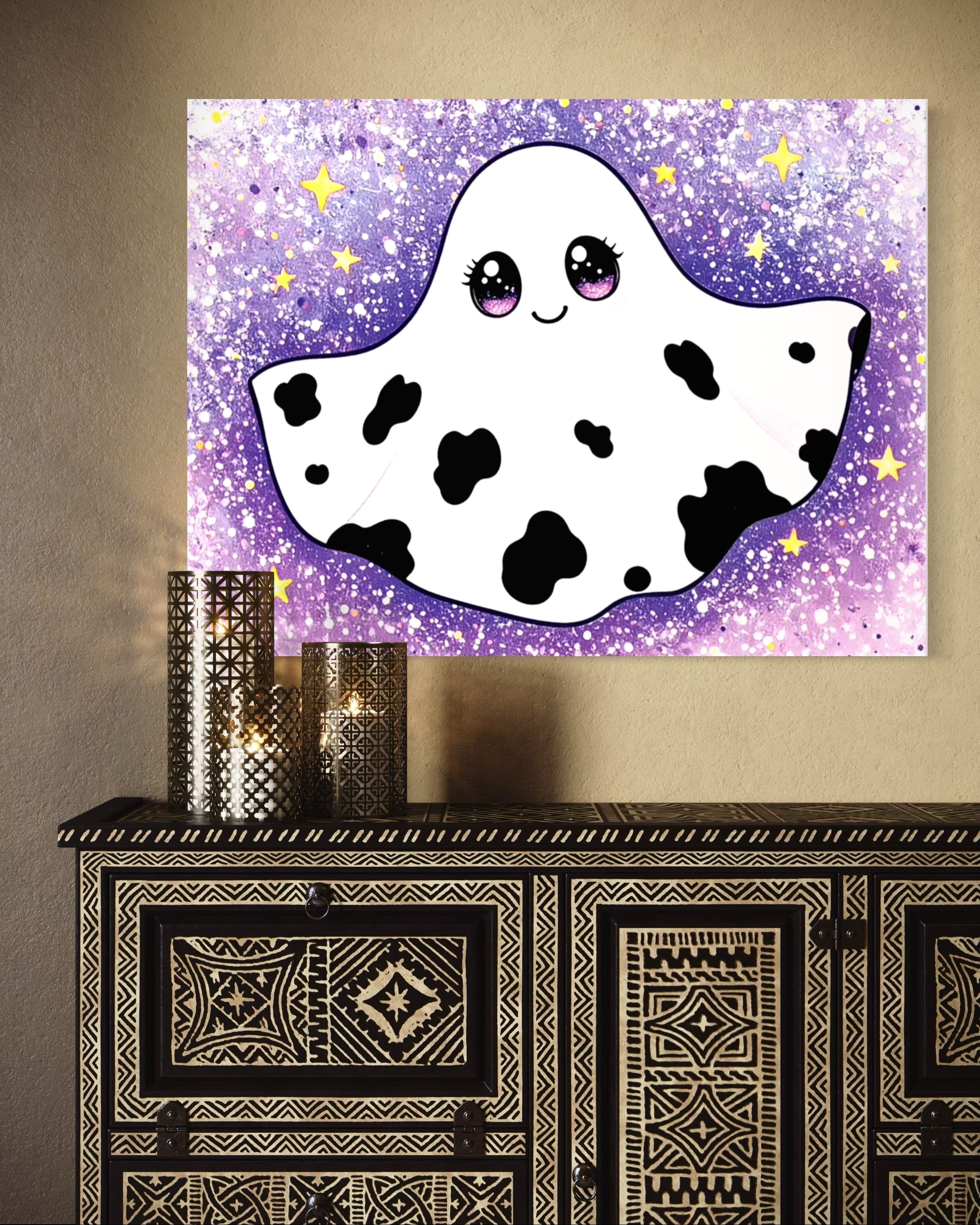 Cow Print Ghost Girl Cutie on Glitter