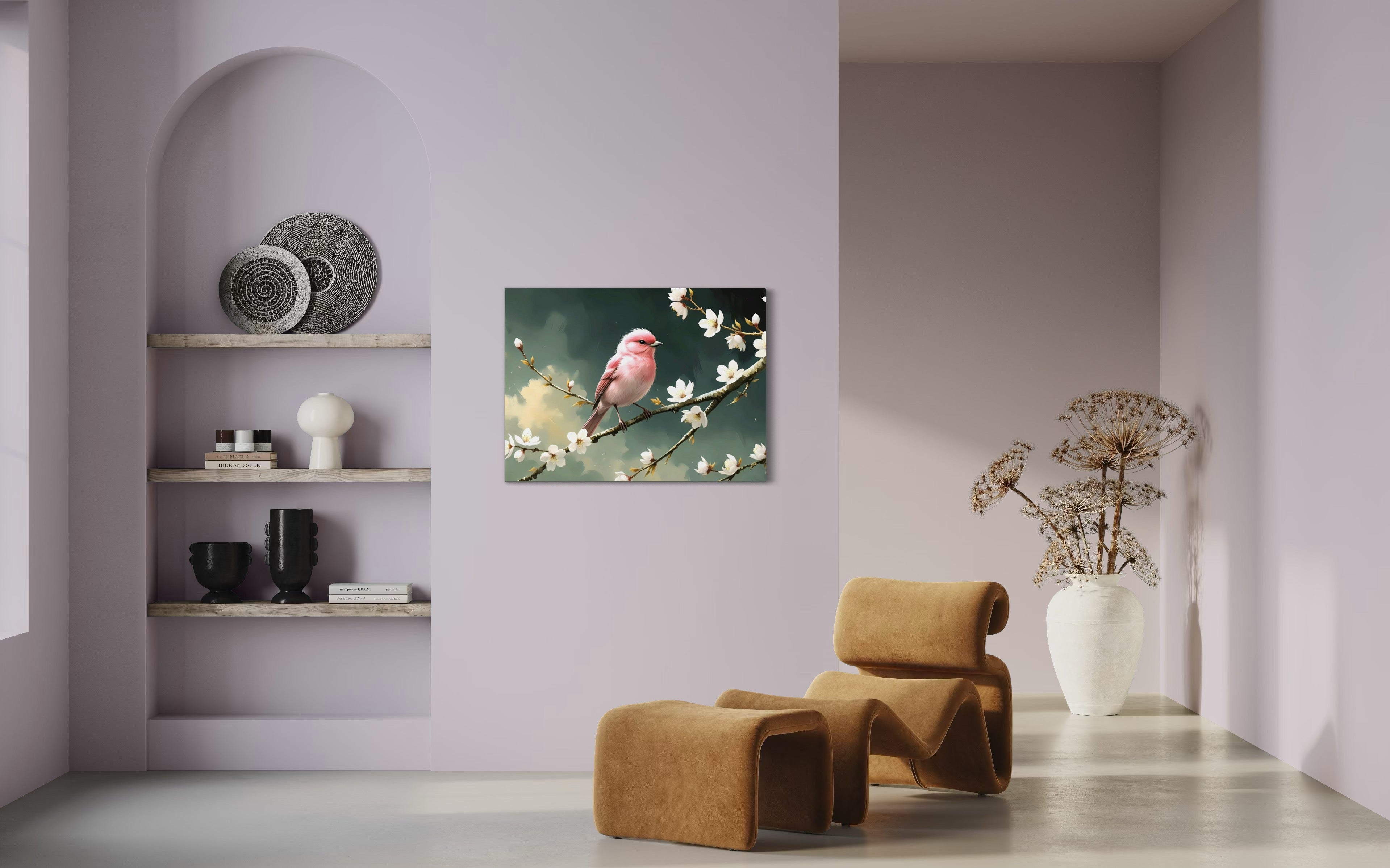 Bubblegum Bird with Blossoms Museum Print