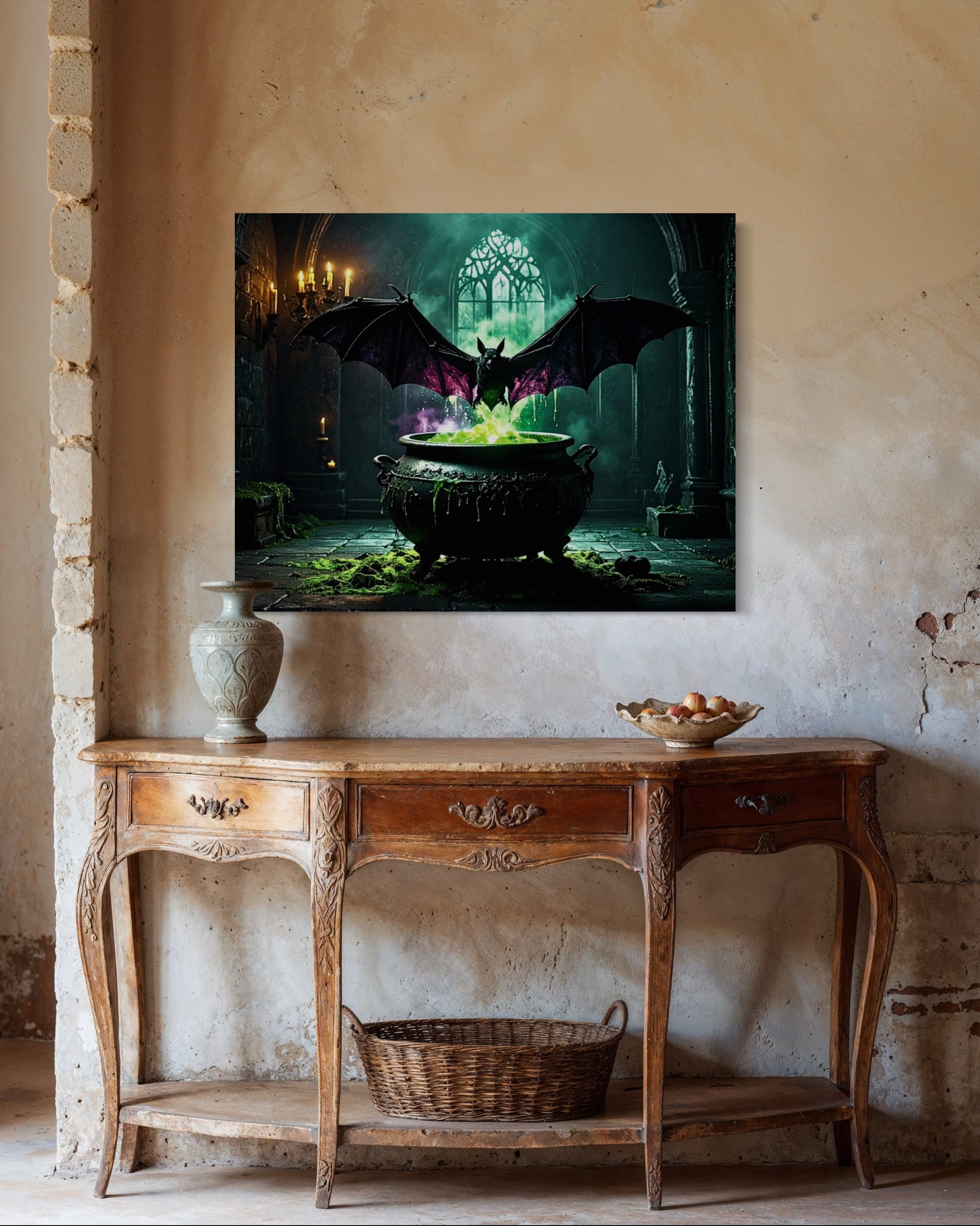 Bat over Bubbling Cauldron