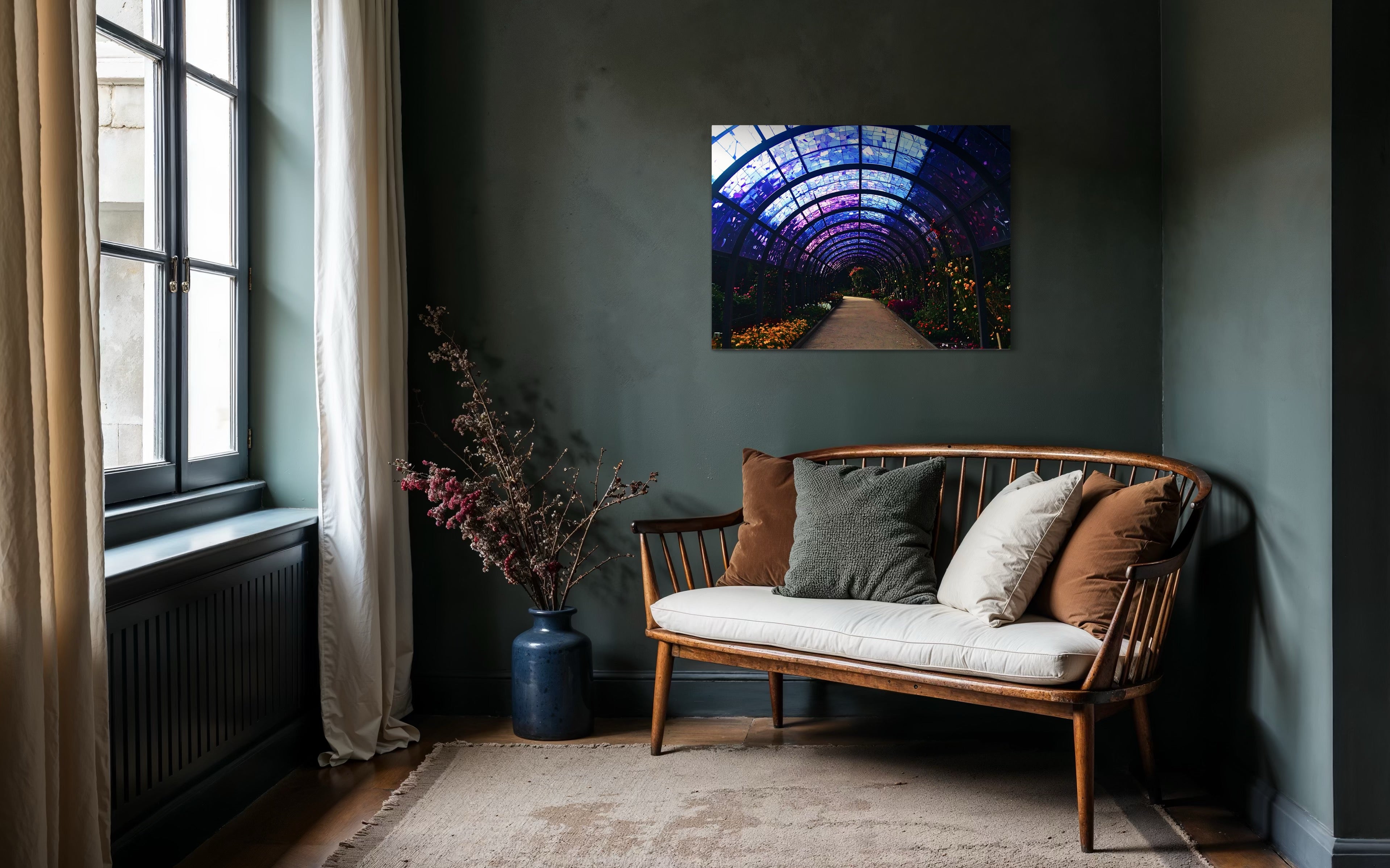 Fall Botanical Garden with Mosaic Stain Glass Ceiling Museum Print