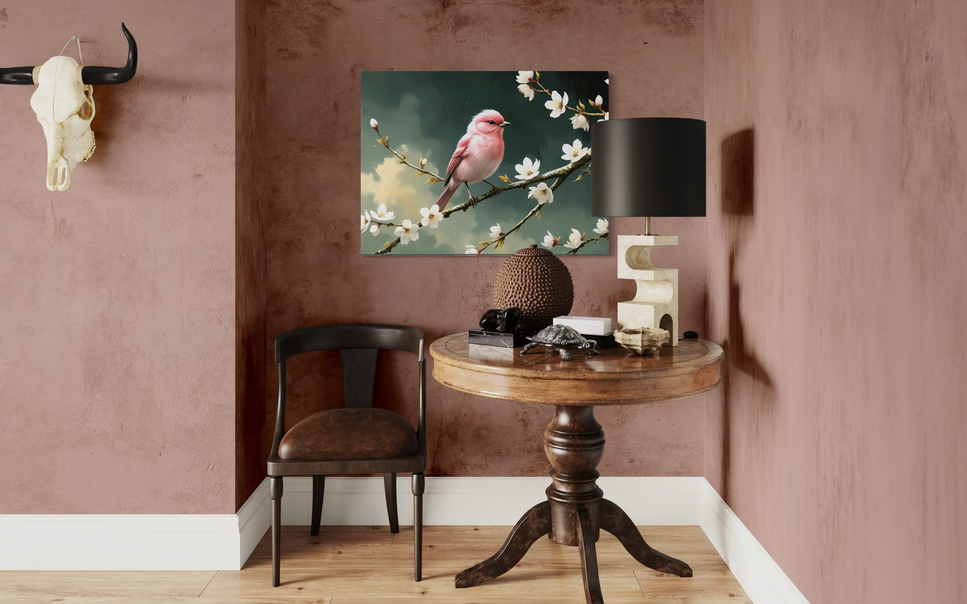 Bubblegum Bird with Blossoms Museum Print
