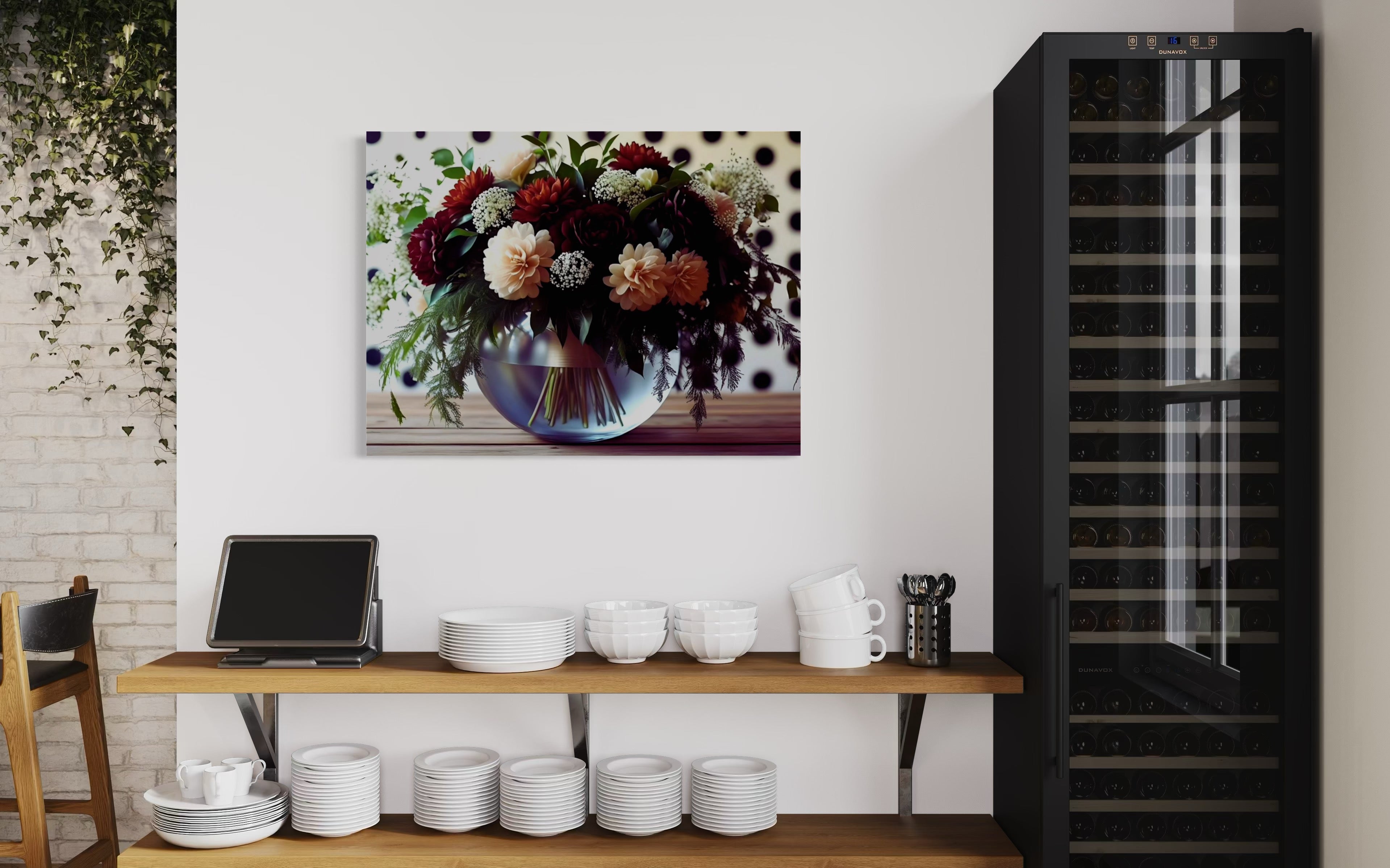 Fall Floral Design on Polka Dots