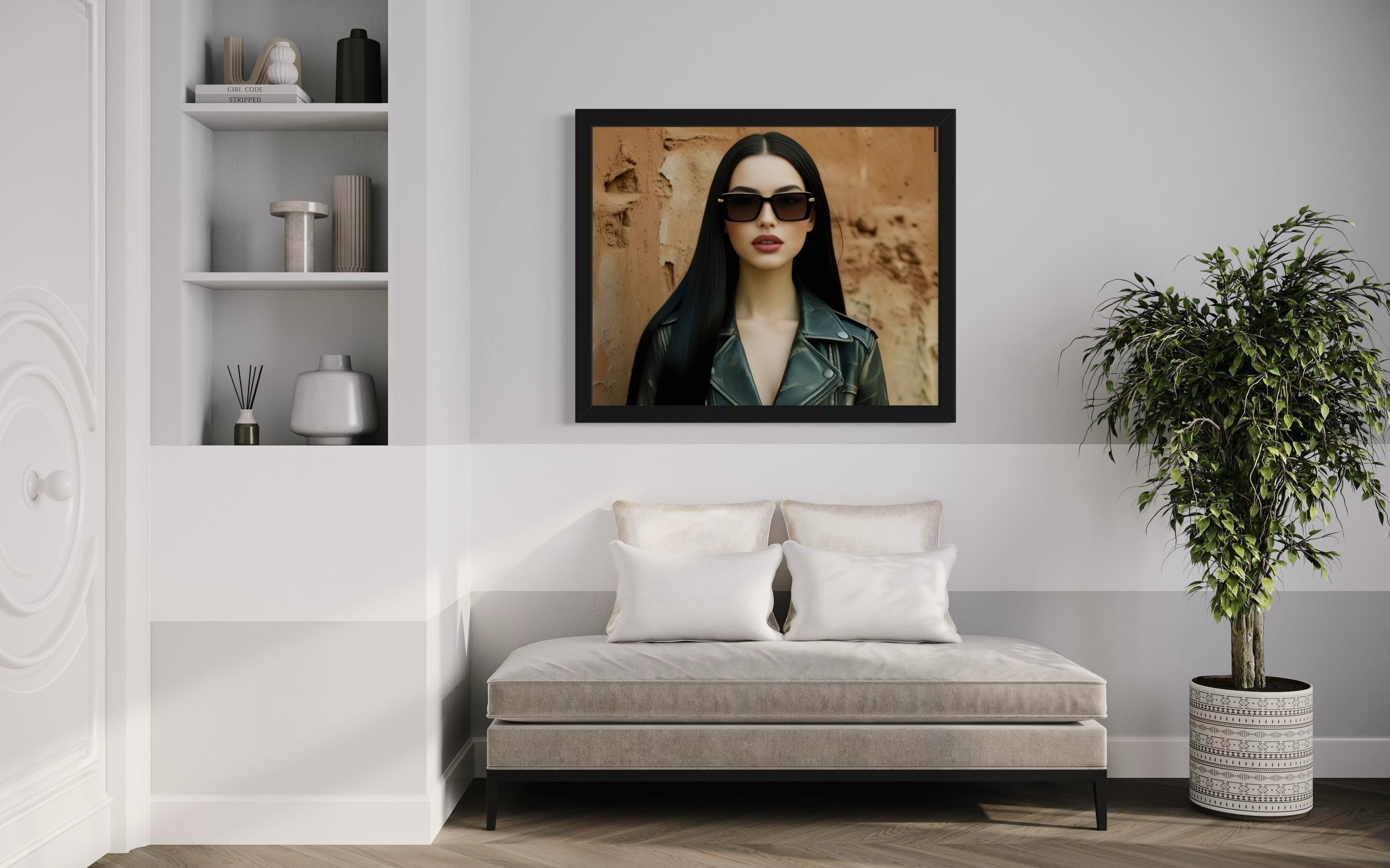 Leather Jacket Clay Wall - Black Hair