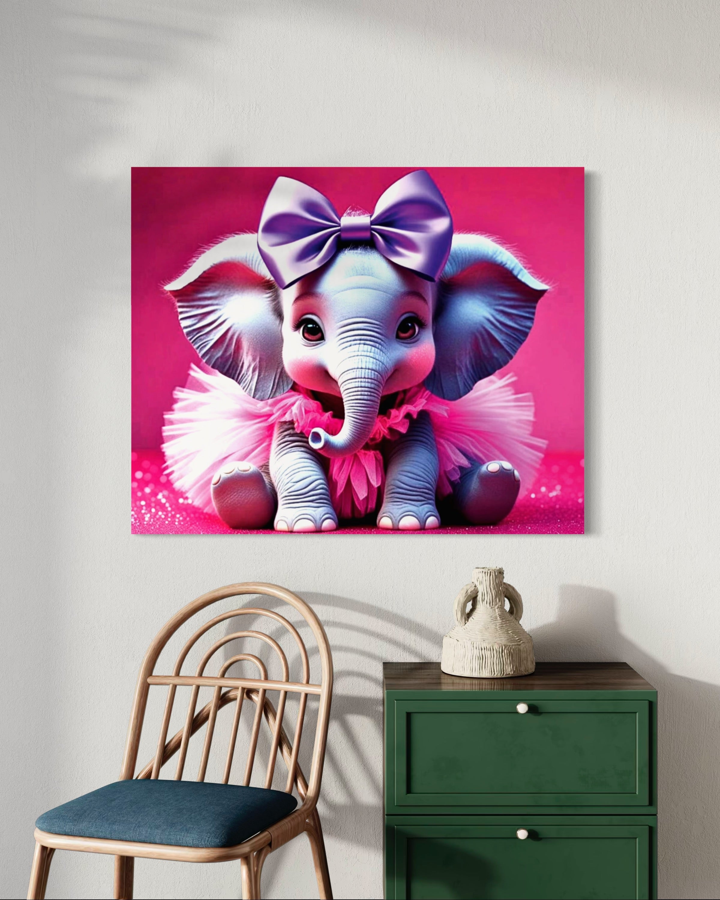 Baby Girl Elephant with a tutu and Bow Museum Print