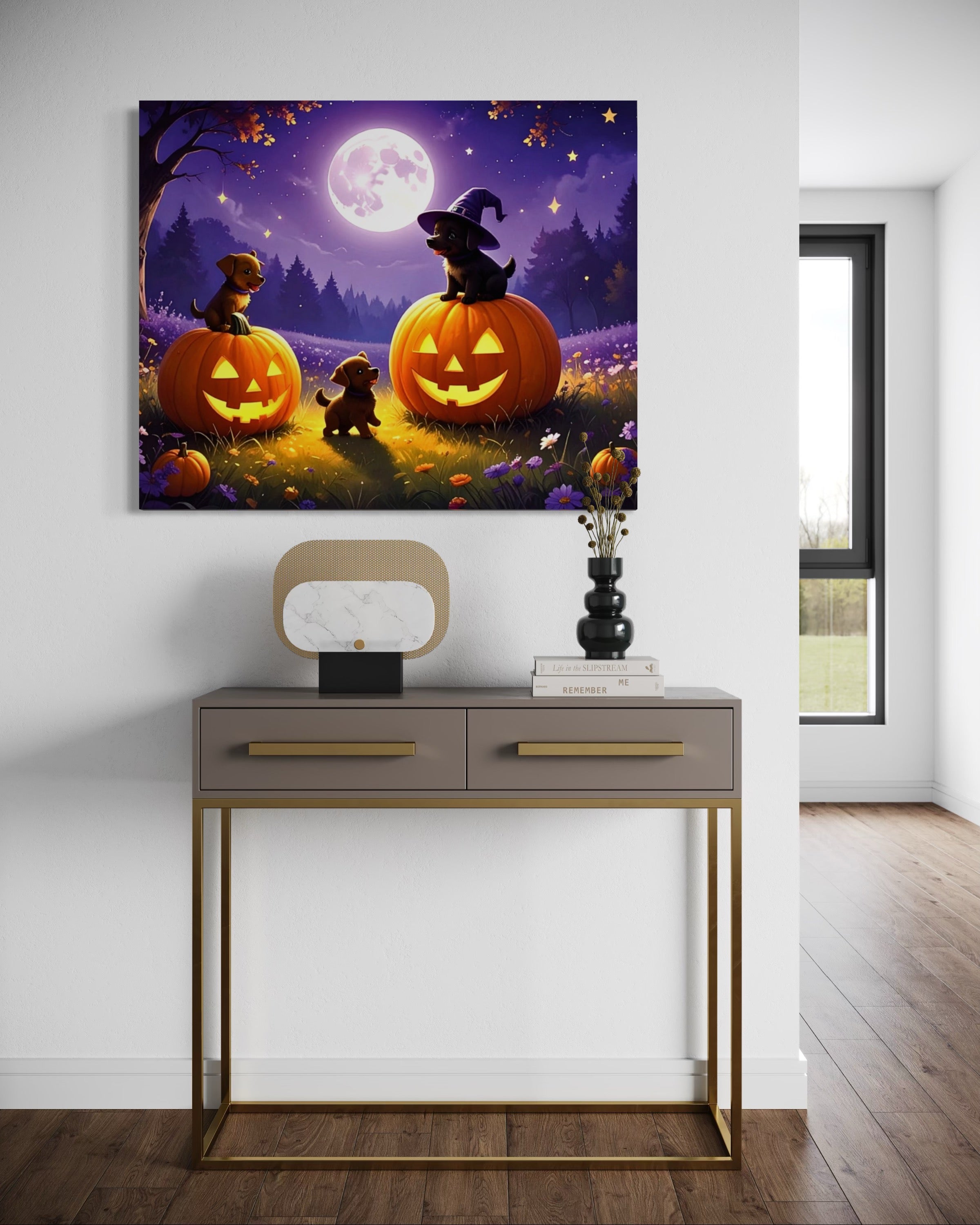Puppies on Jack O Lanterns