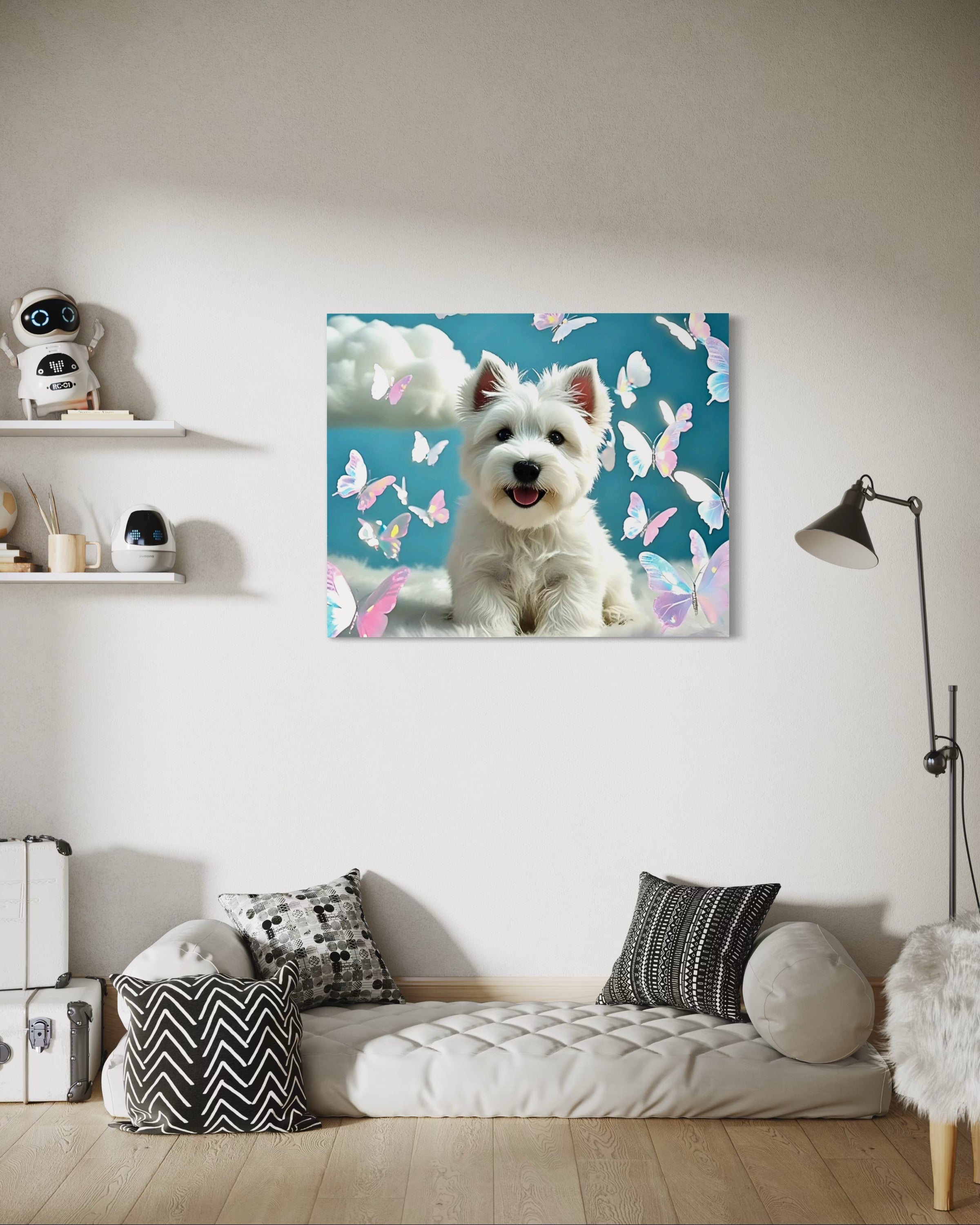 Westie Puppy with Holographic Butterflies
