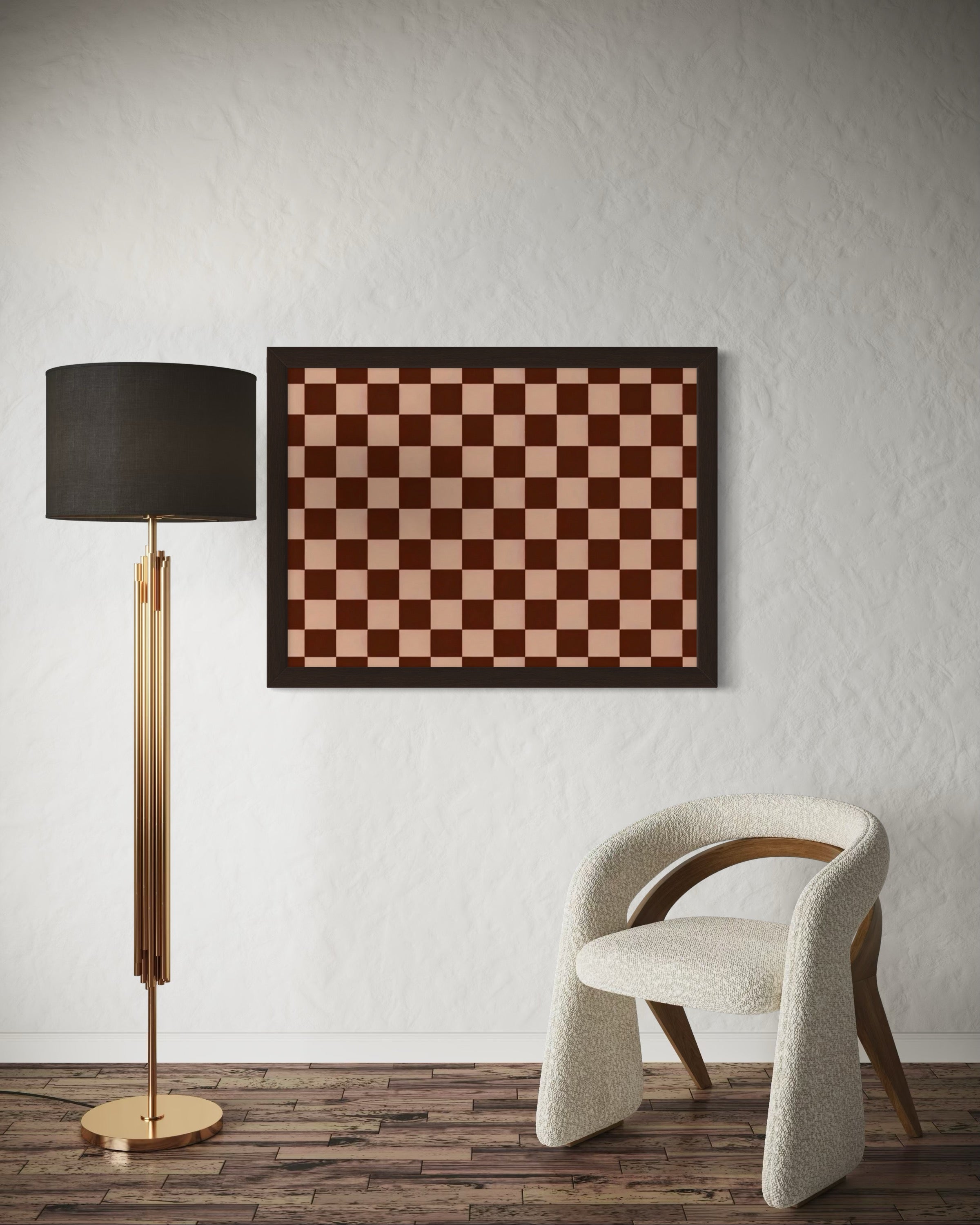 Light and Dark Brown Checkered Pattern Museum Print