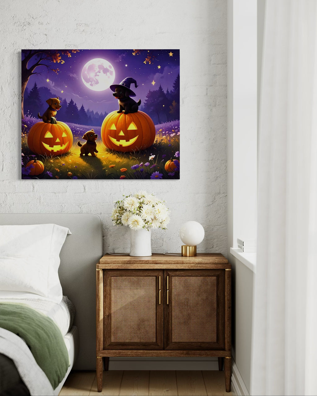 Puppies on Jack O Lanterns