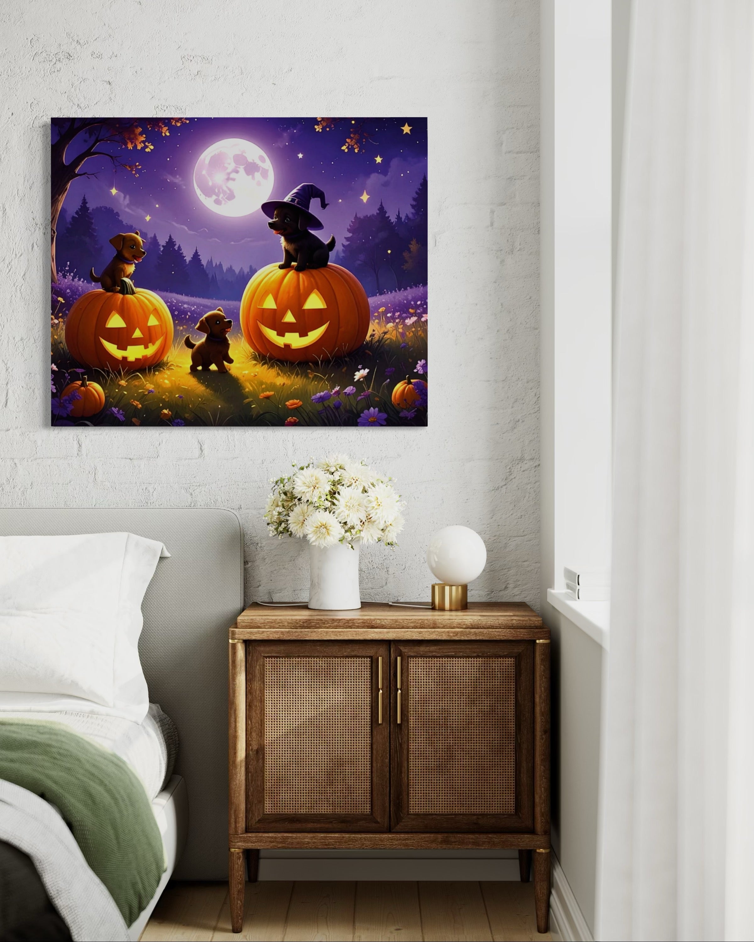 Puppies on Jack O Lanterns
