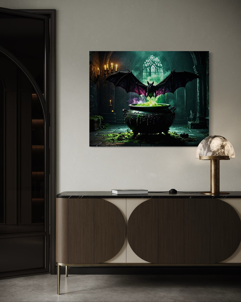 Bat over Bubbling Cauldron
