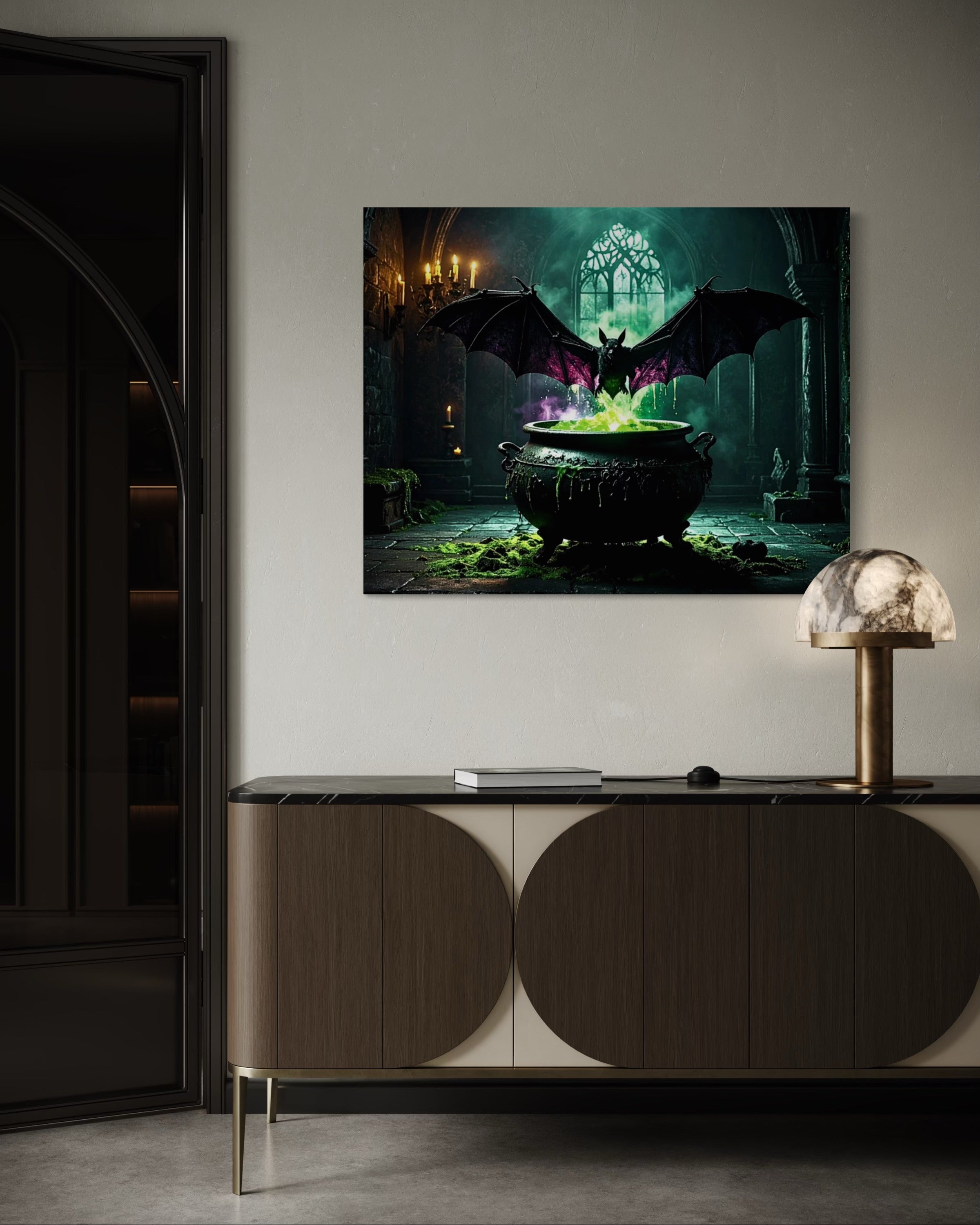 Bat over Bubbling Cauldron