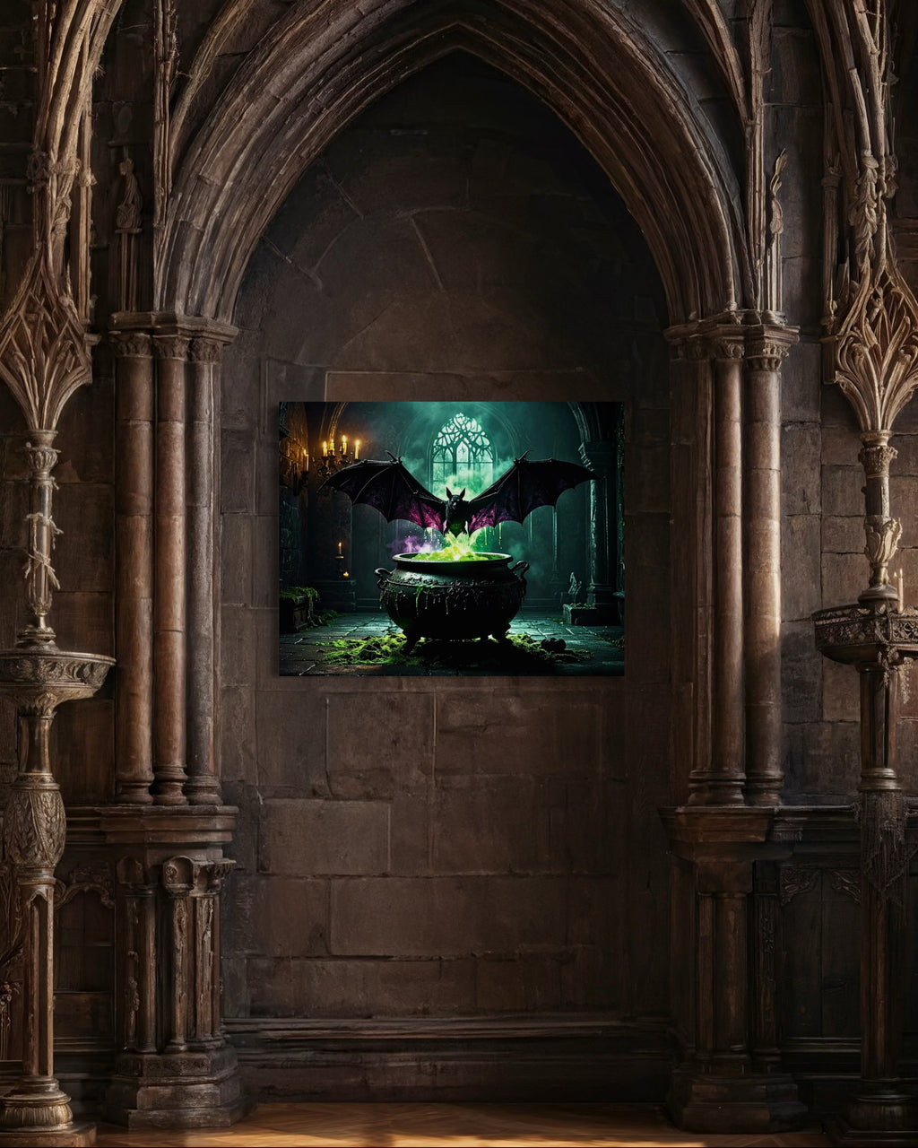 Bat over Bubbling Cauldron